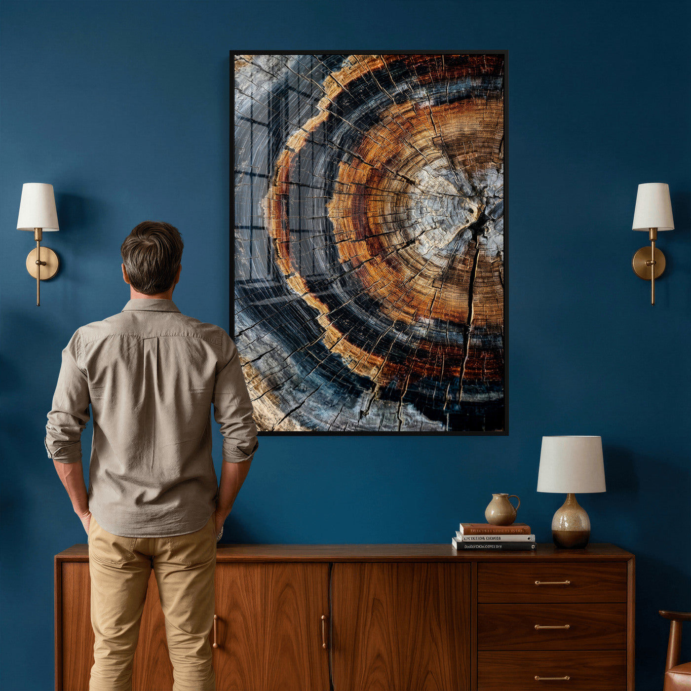 Abstract Wood Grain Canvas Print, Tree Ring Pattern Wall