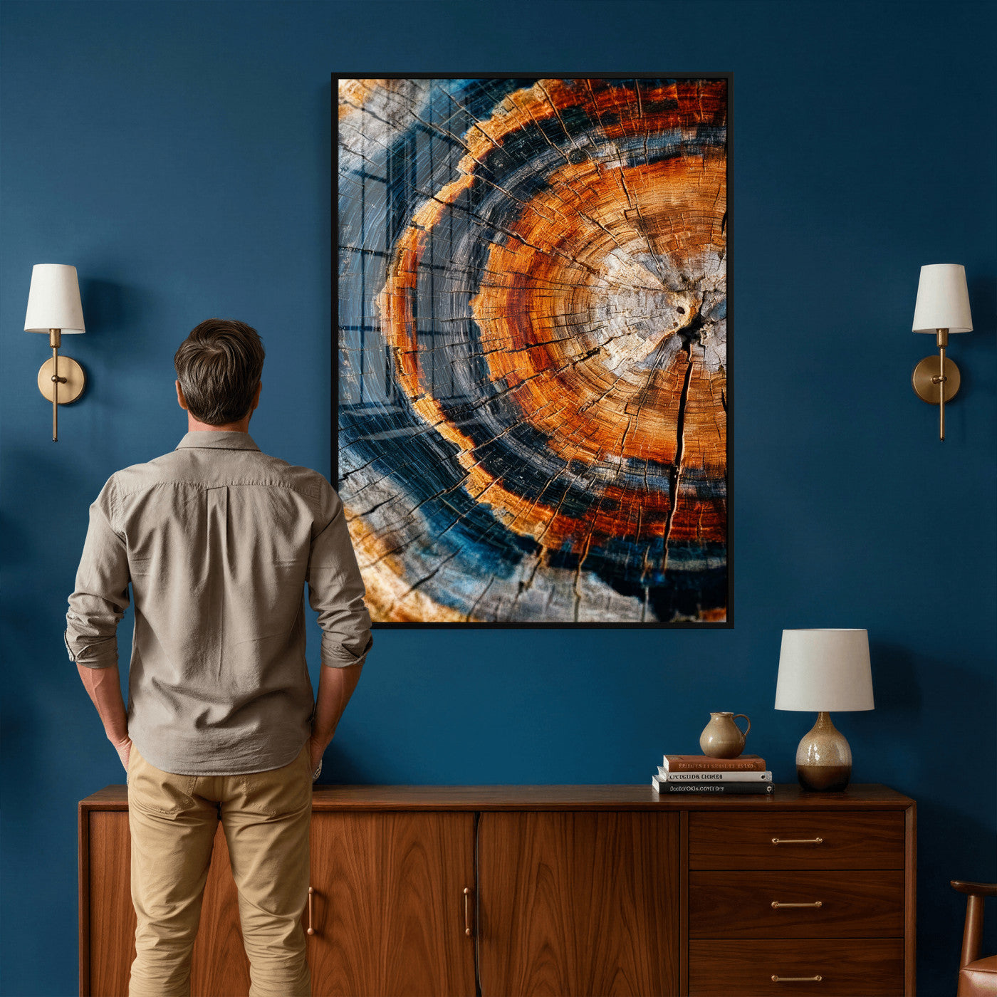 Abstract Wood Grain Canvas Print, Tree Ring Pattern Wall