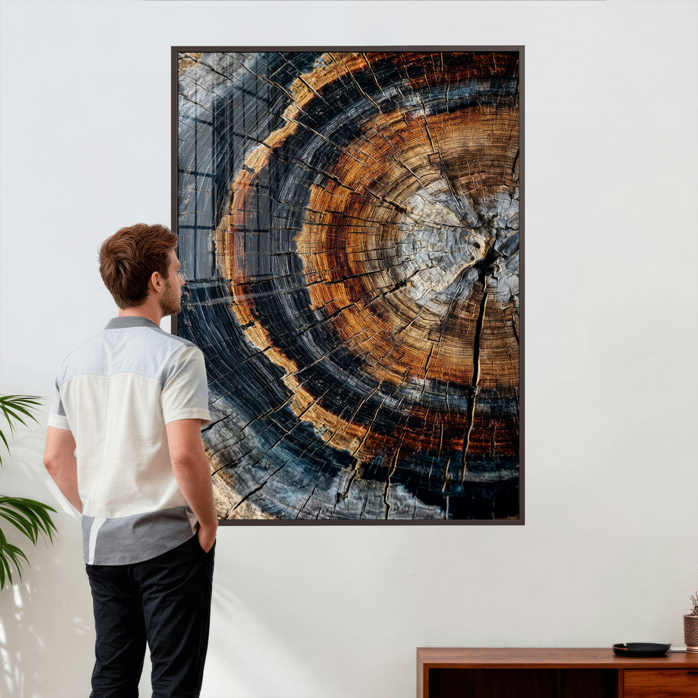 Abstract Wood Grain Canvas Print, Tree Ring Pattern Wall