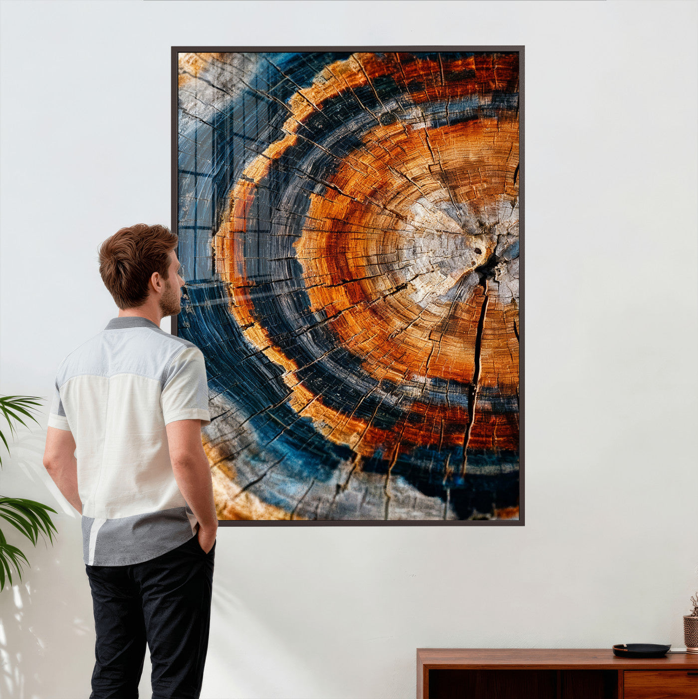 Abstract Wood Grain Canvas Print, Tree Ring Pattern Wall