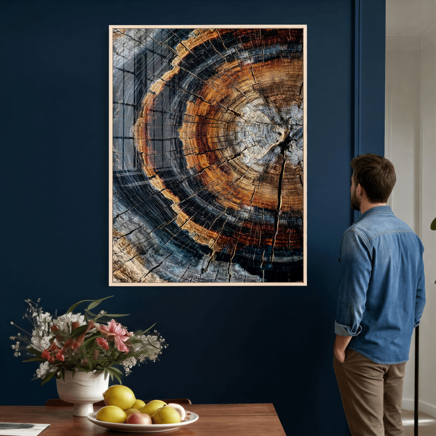 Abstract Wood Grain Canvas Print, Tree Ring Pattern Wall
