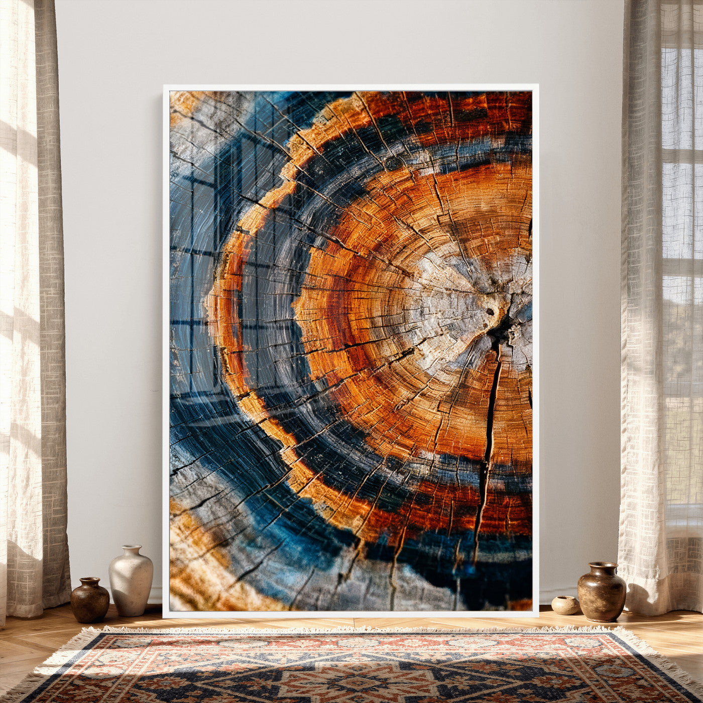 Abstract Wood Grain Canvas Print, Tree Ring Pattern Wall