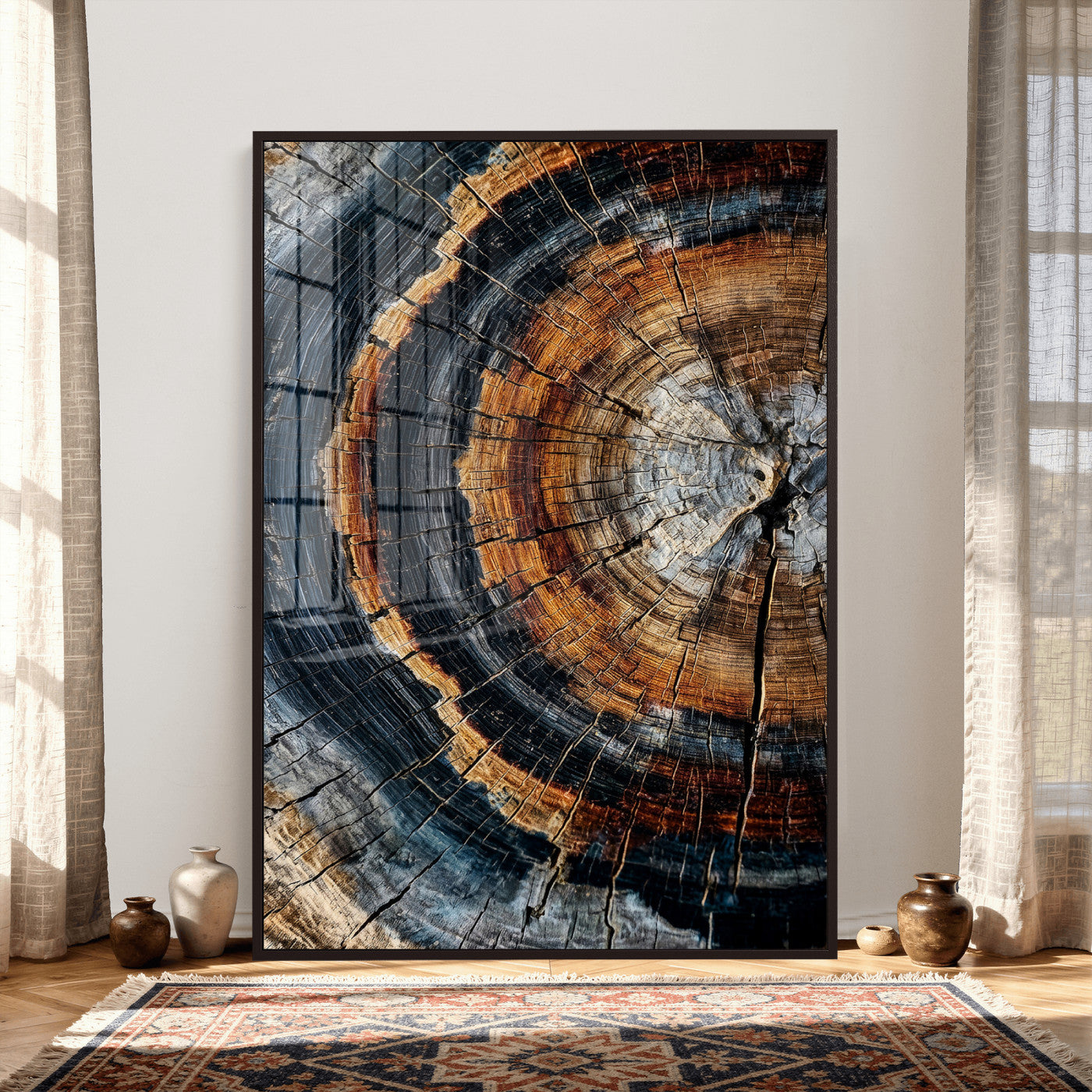 Abstract Wood Grain Canvas Print, Tree Ring Pattern Wall
