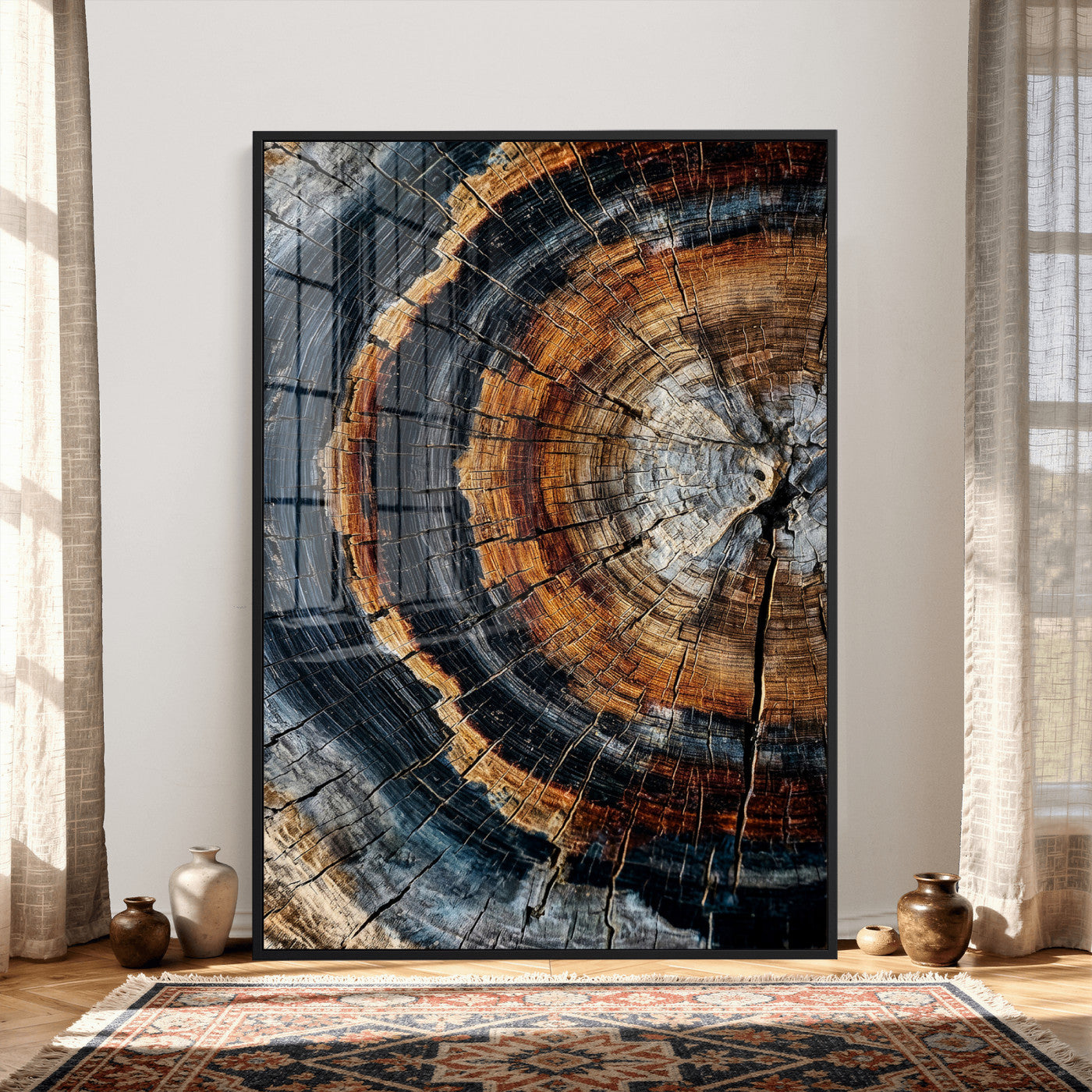 Abstract Wood Grain Canvas Print, Tree Ring Pattern Wall