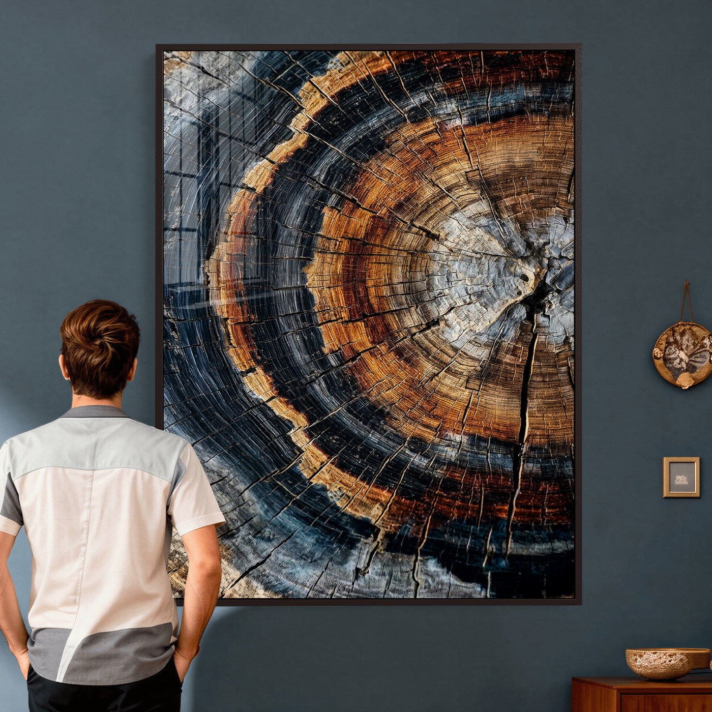 Abstract Wood Grain Canvas Print, Tree Ring Pattern Wall