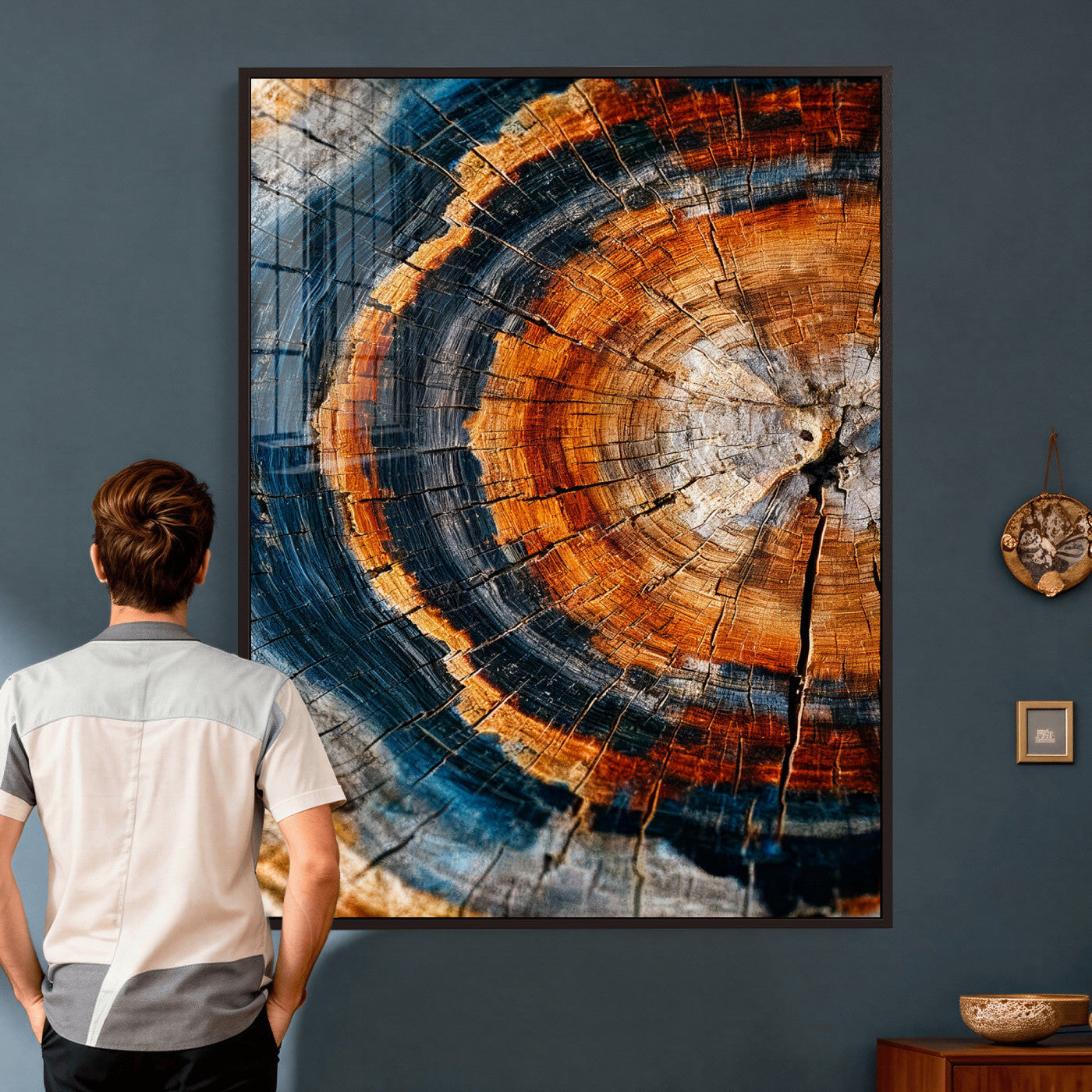 Abstract Wood Grain Canvas Print, Tree Ring Pattern Wall