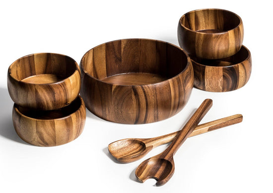Large Salad Bowl with Servers and 4 Individuals - 332B7