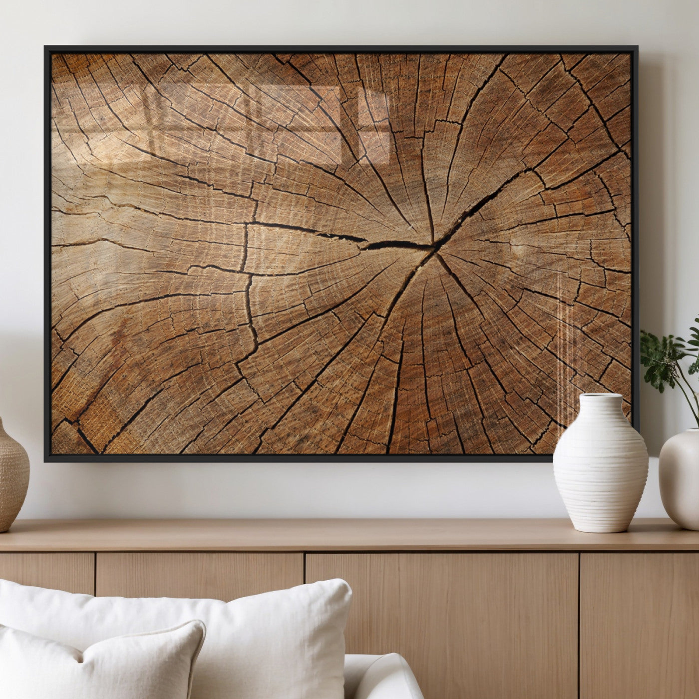 Tree Ring Canvas Art, Rustic Wood Grain Wall Art, Tree Slice