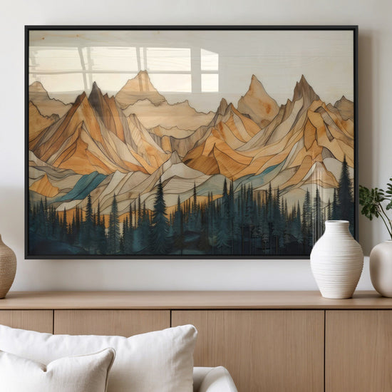 Rustic Wood Mountain Wall Art Print | Triptych Giclee Print