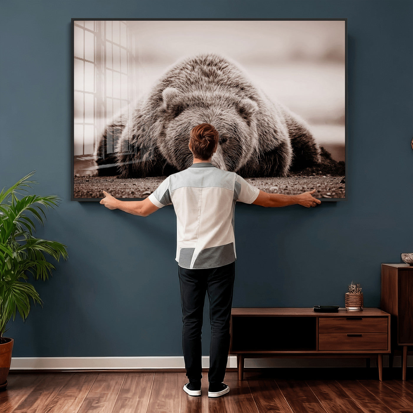 Grizzly Bear Wall Art Print - Bear Canvas Wall Art - Rustic