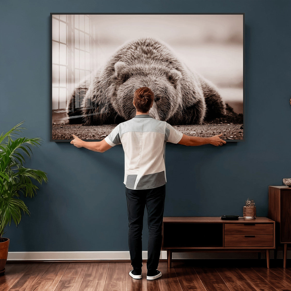 Grizzly Bear Wall Art Print - Bear Canvas Wall Art - Rustic