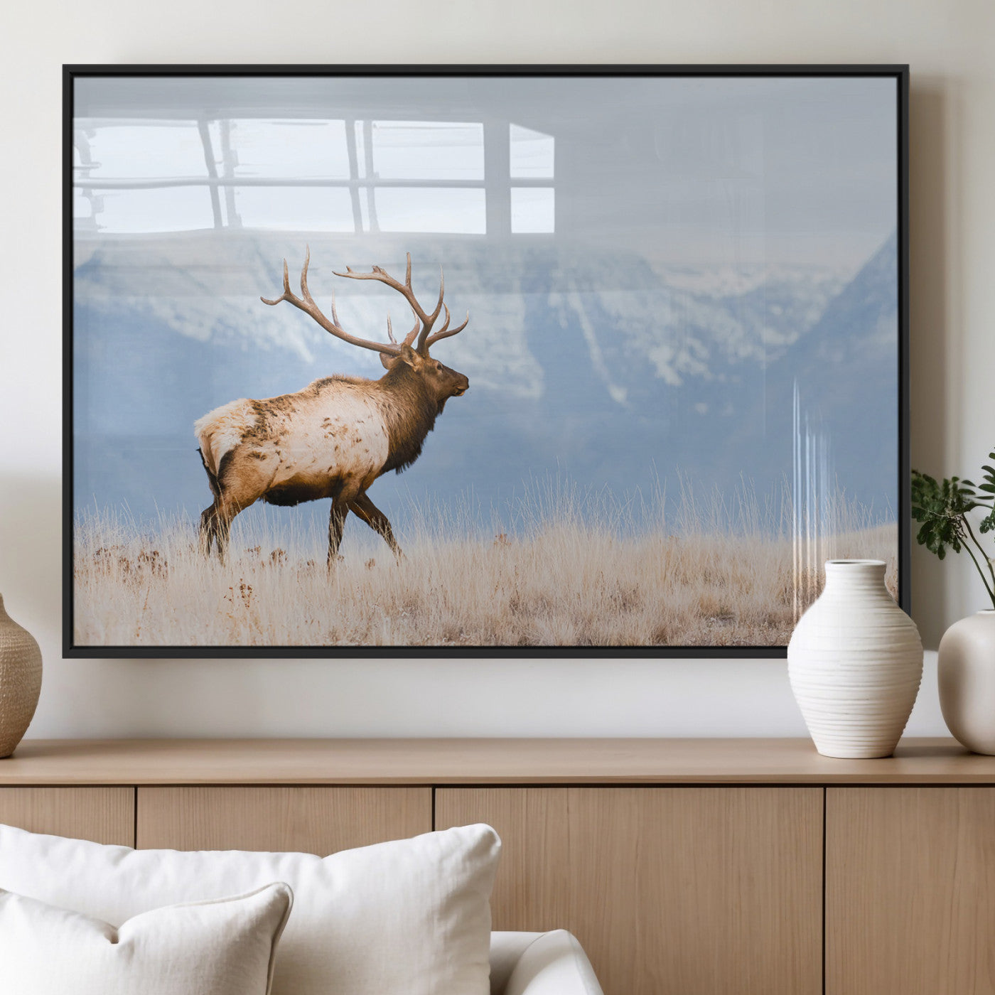 Elk Wall Art Canvas Print – Framed Mountain Wildlife Art