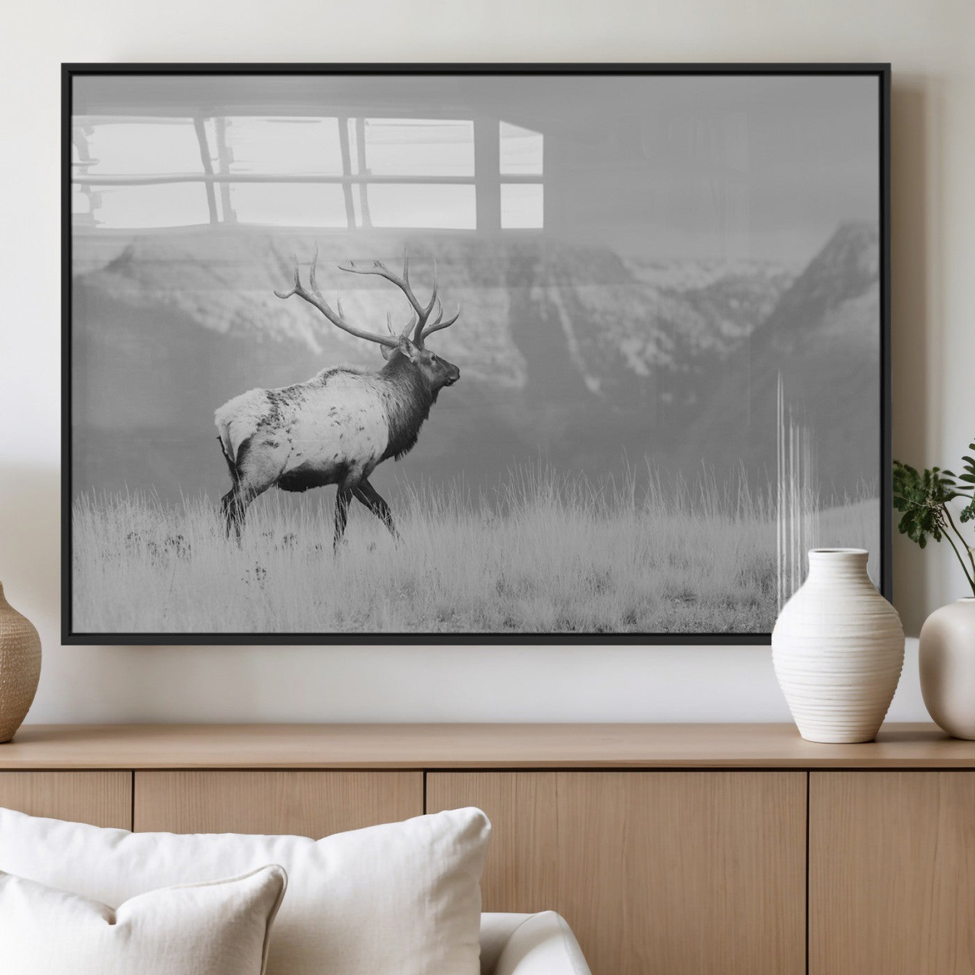 Elk Photography Wall Art Canvas Print, Framed Mountain
