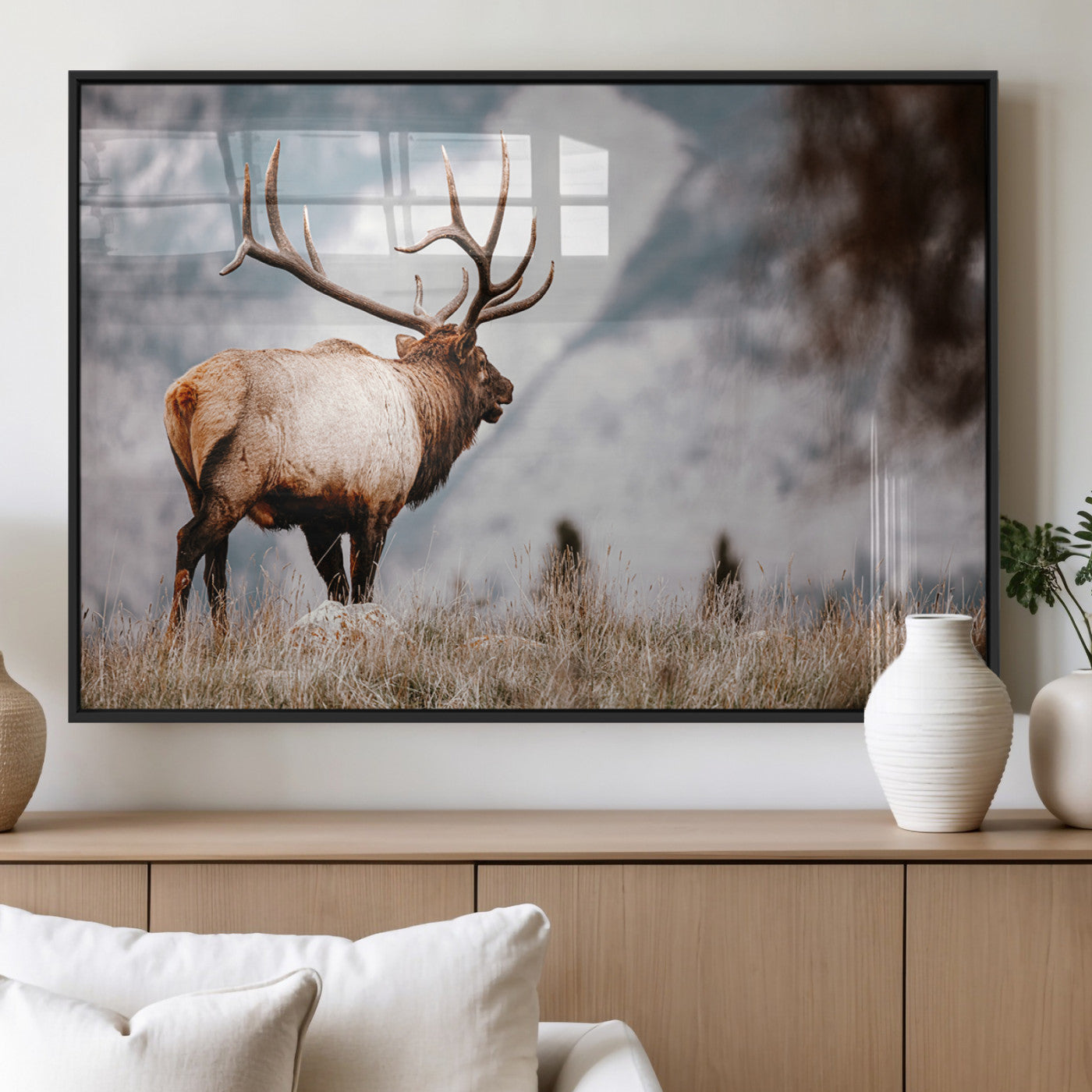 Elk Photography Wall Art Canvas Print – Framed Mountain