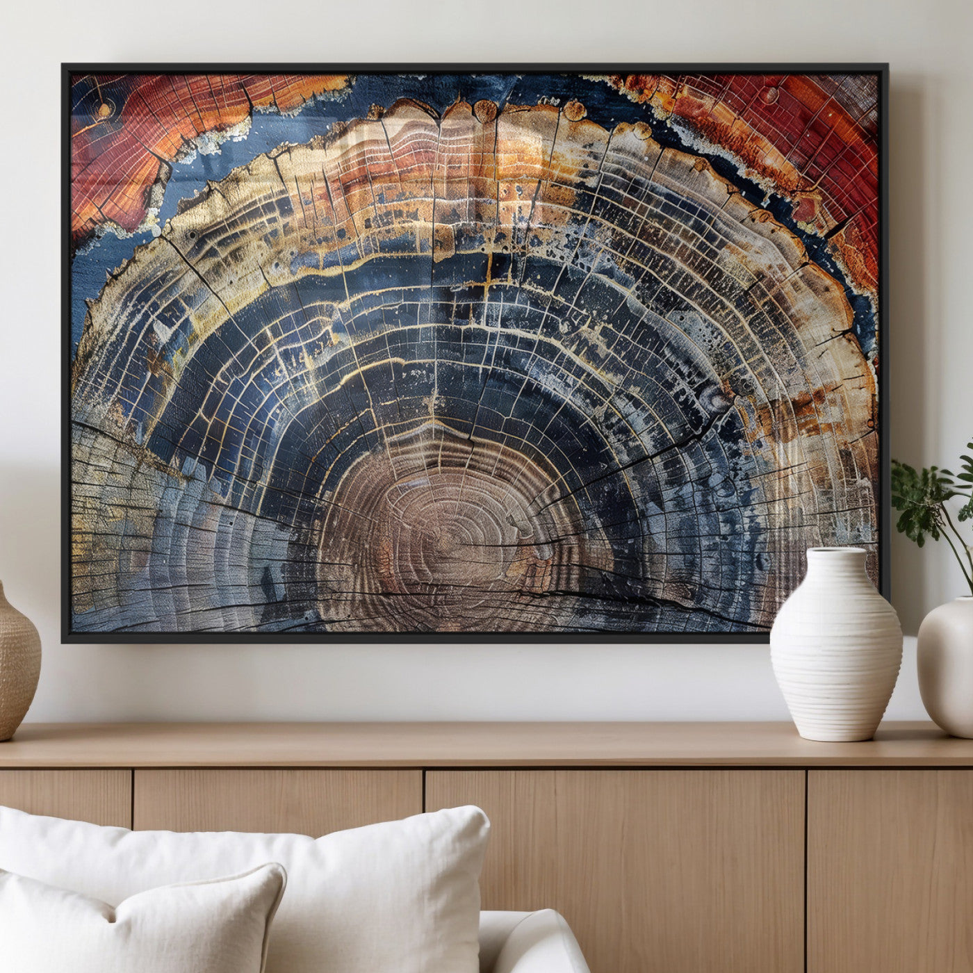 Tree Rings Wall Art Canvas Print – Framed Wood Art Picture