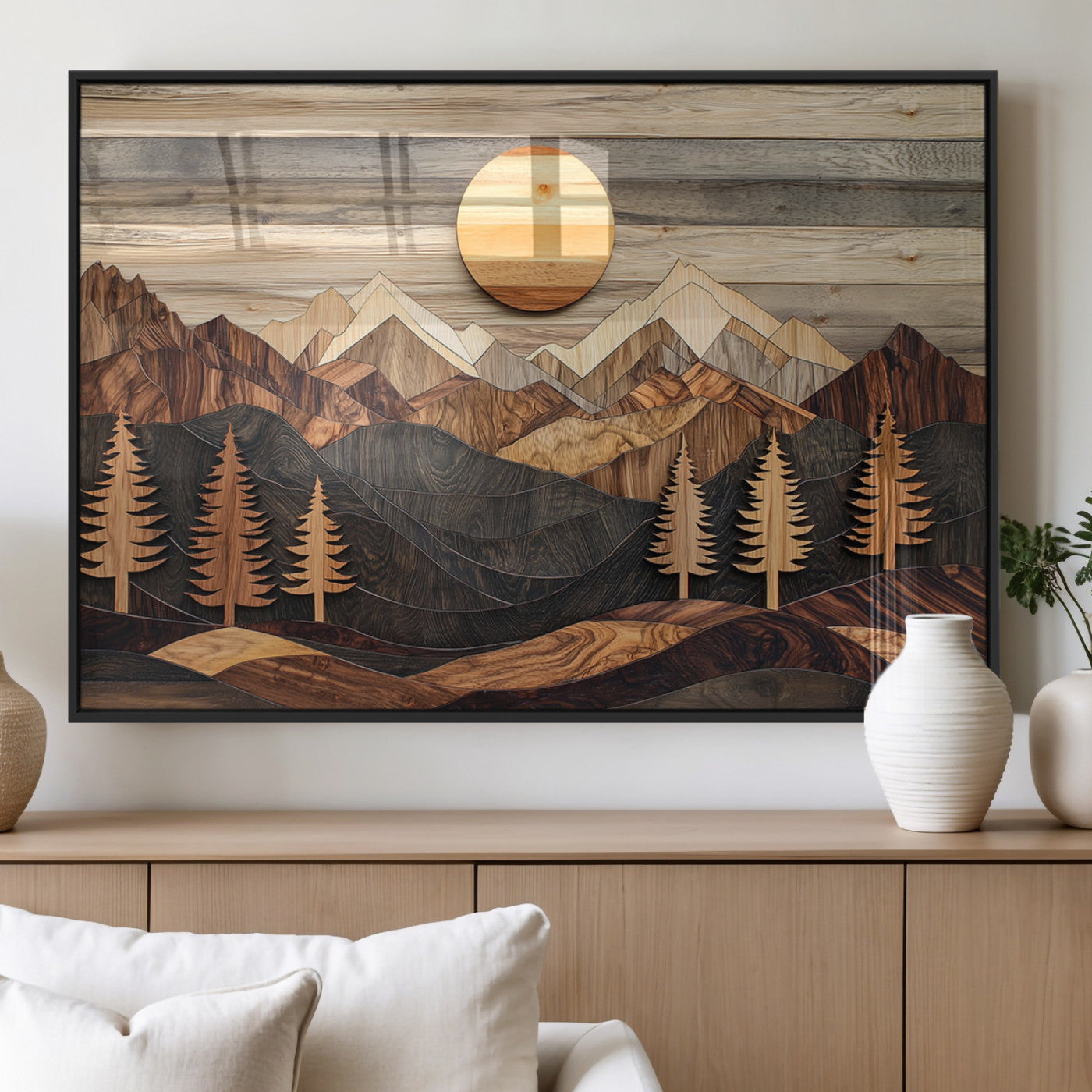 Wood Mountain Wall Art Canvas Print – Layered Forest and