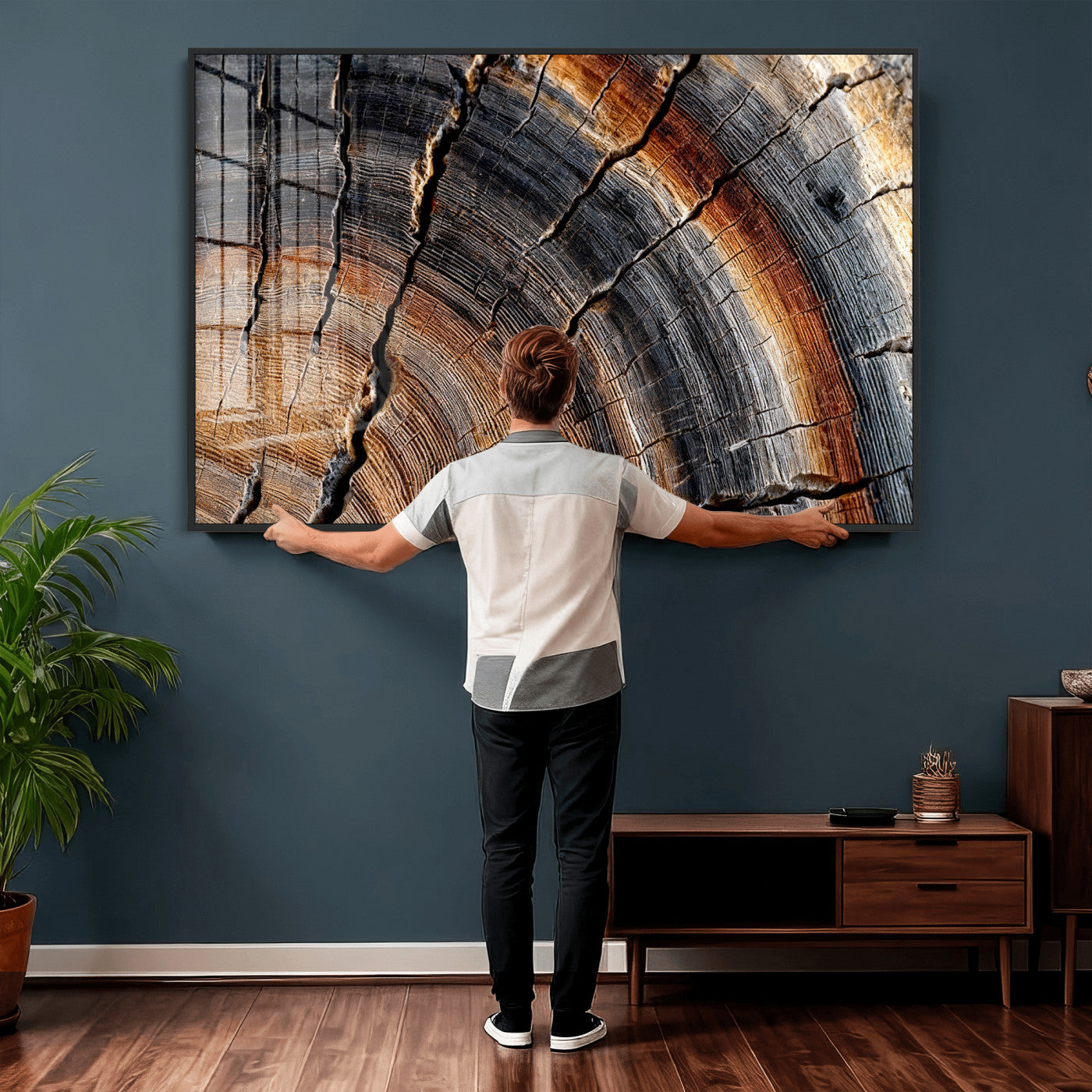 Abstract Tree Ring Wall Art Print – Natural Rustic Wood
