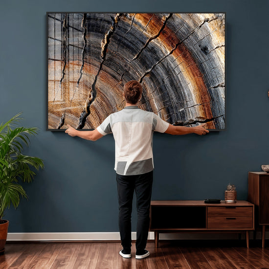 Abstract Tree Ring Wall Art Print – Natural Rustic Wood