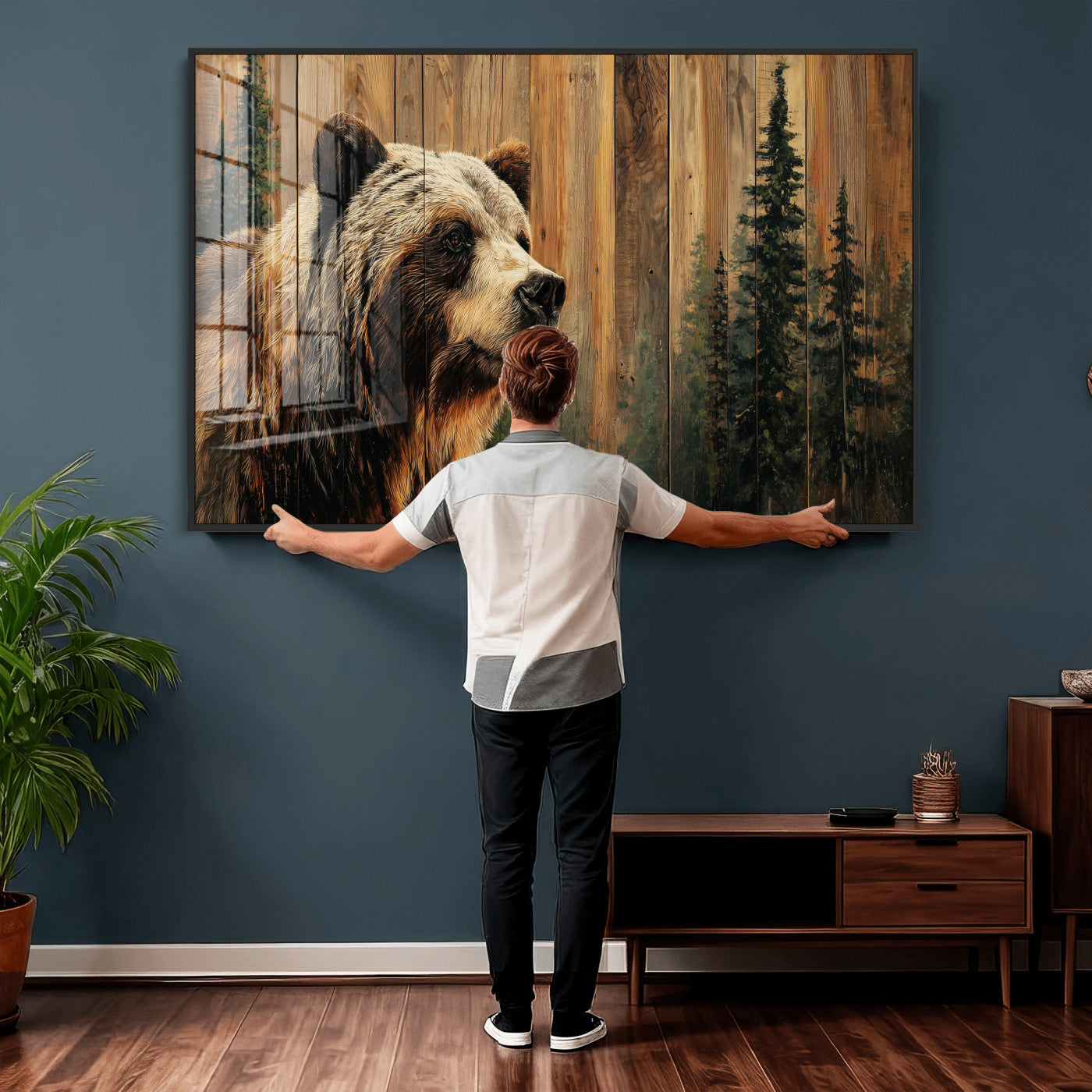 Grizzly Bear Wall Art Canvas Print, Rustic Wildlife Bear
