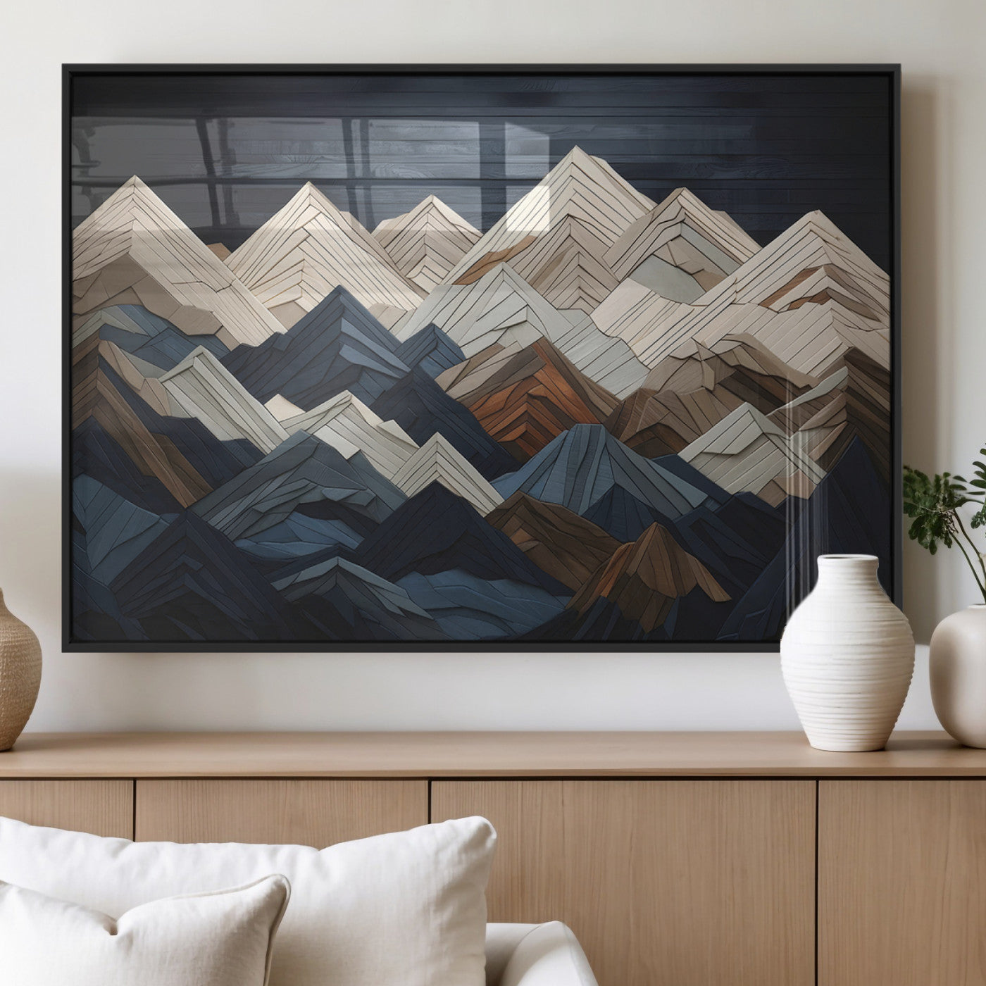 Wood Mountain Wall Art | Mountain Canvas Print Wood Decor |