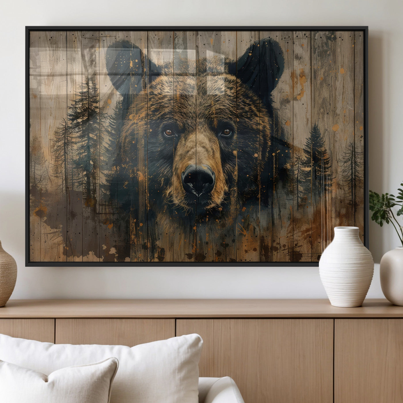 Abstract 399 Bear Wall Art | Rustic Cabin Wall Decor with