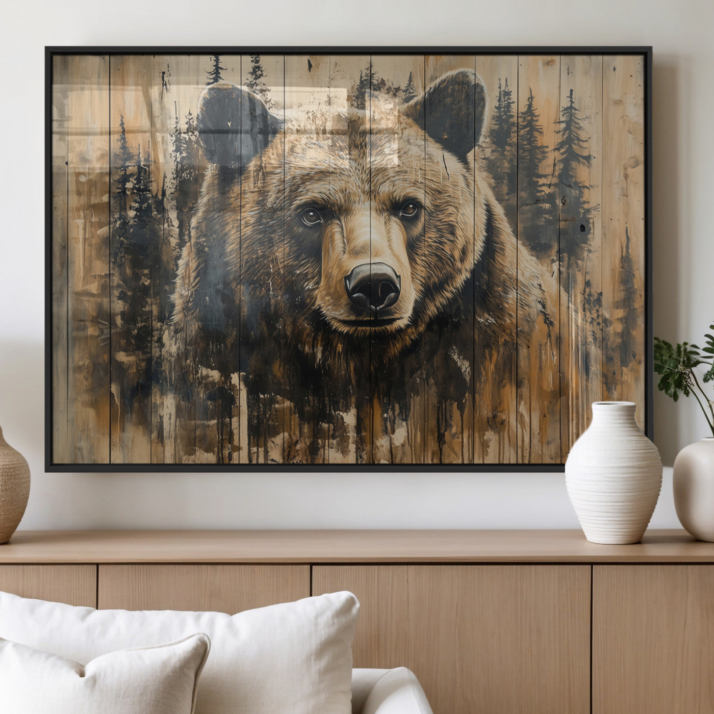 Majestic Grizzly 399 Bear Wall Art | 3-Panel Rustic Canvas