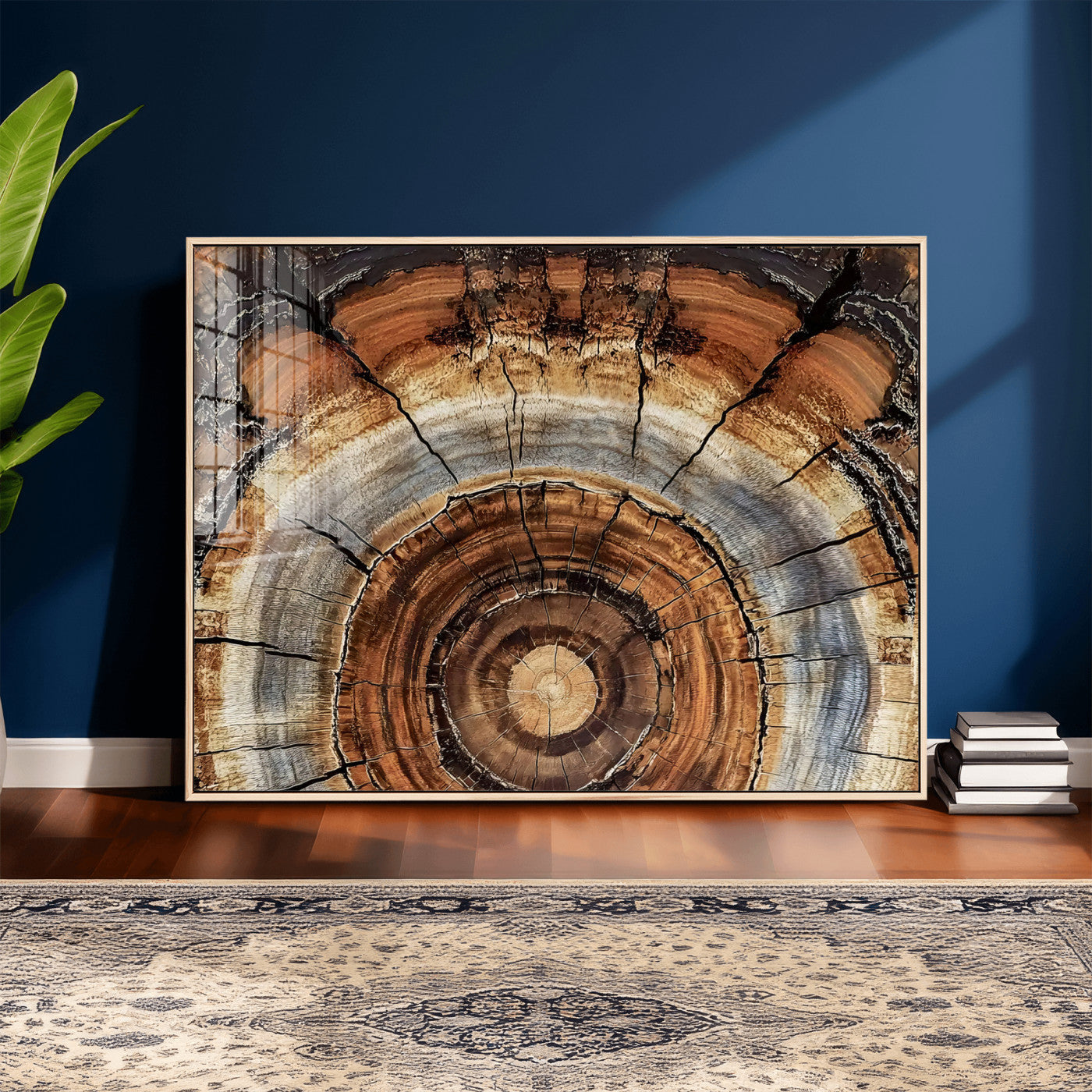 Tree Rings Wall Art Canvas Print – Rustic Wood Texture