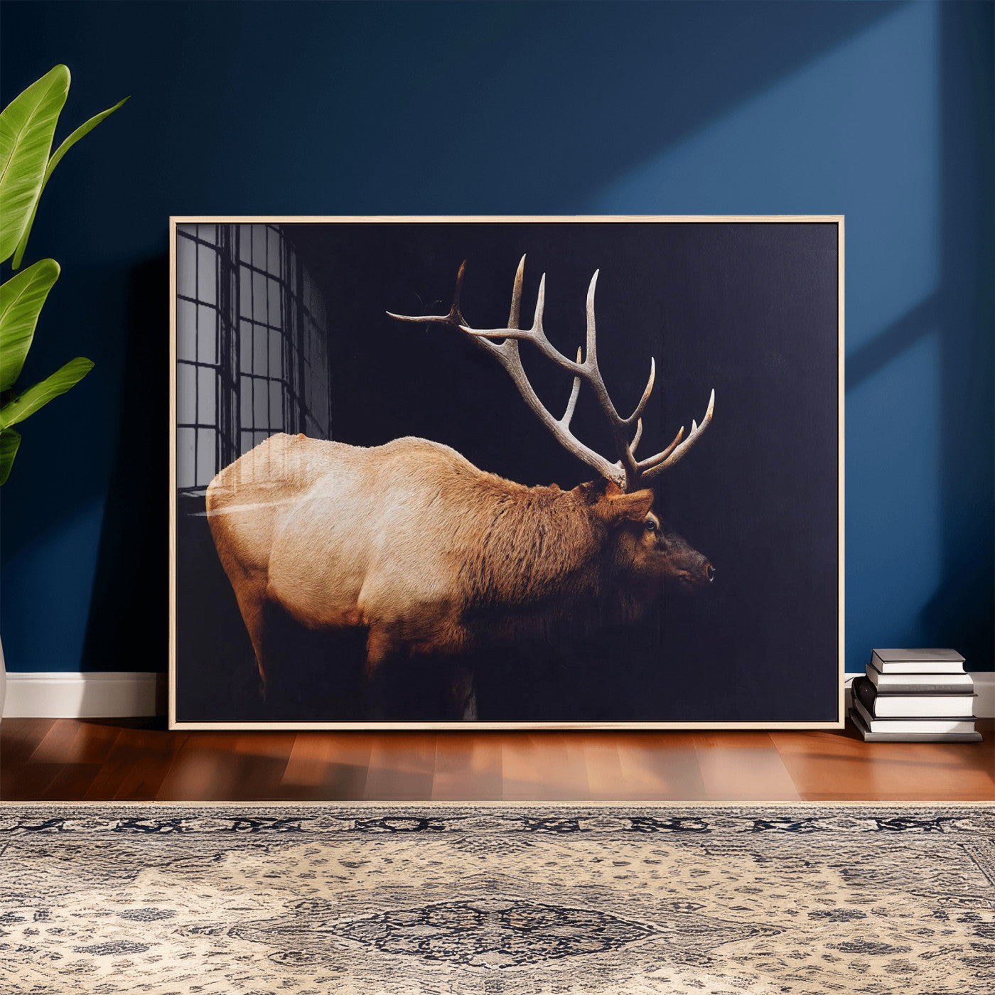 Rustic Elk Wall Art Canvas Print – Framed Moody Wildlife Art