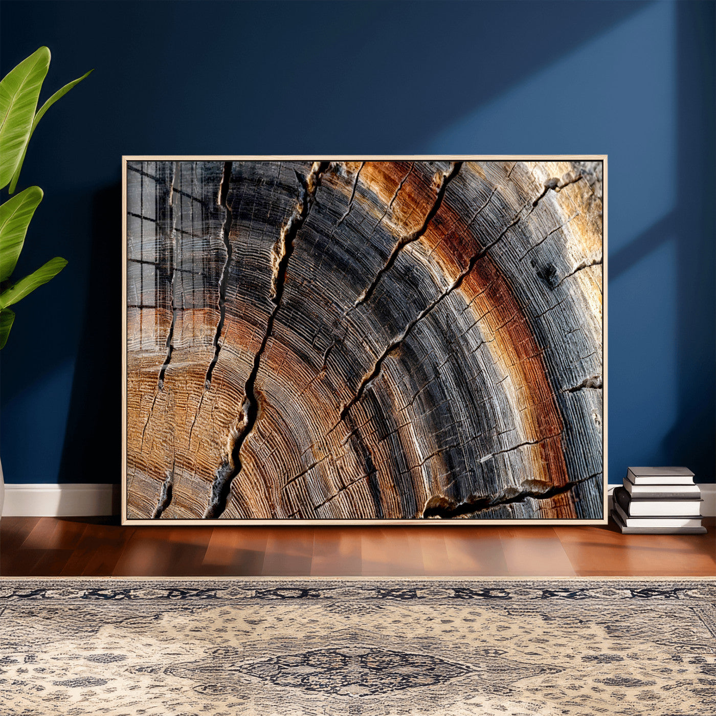 Abstract Tree Ring Wall Art Print – Natural Rustic Wood