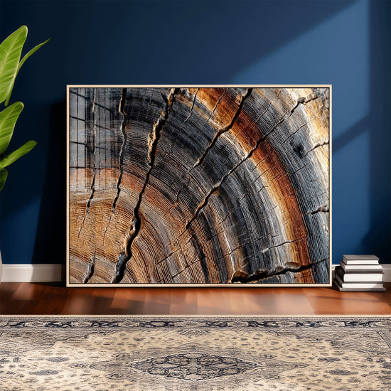 Abstract Tree Ring Wall Art Print – Natural Rustic Wood
