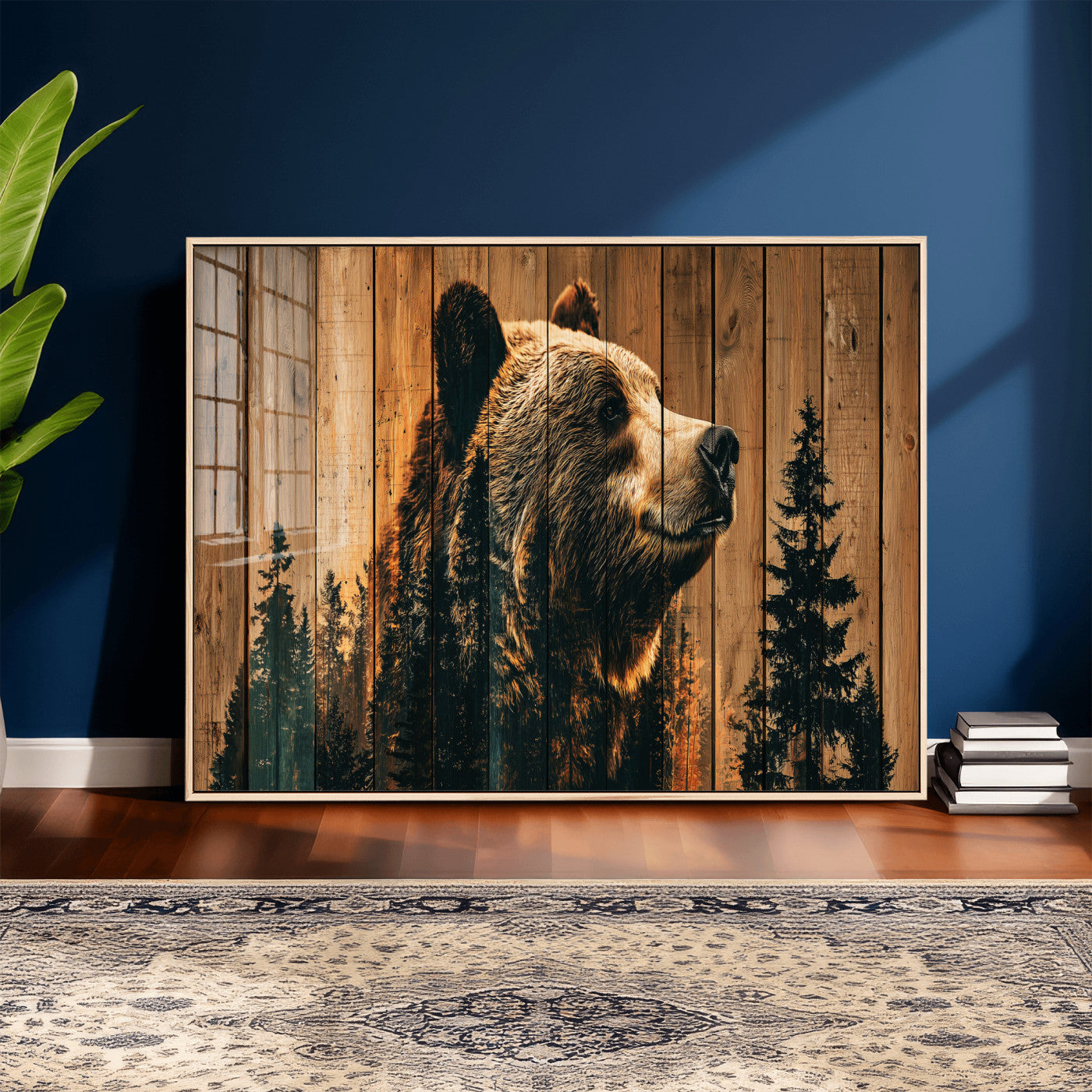 Rustic Bear Wall Art Canvas Print – Woodland Wildlife