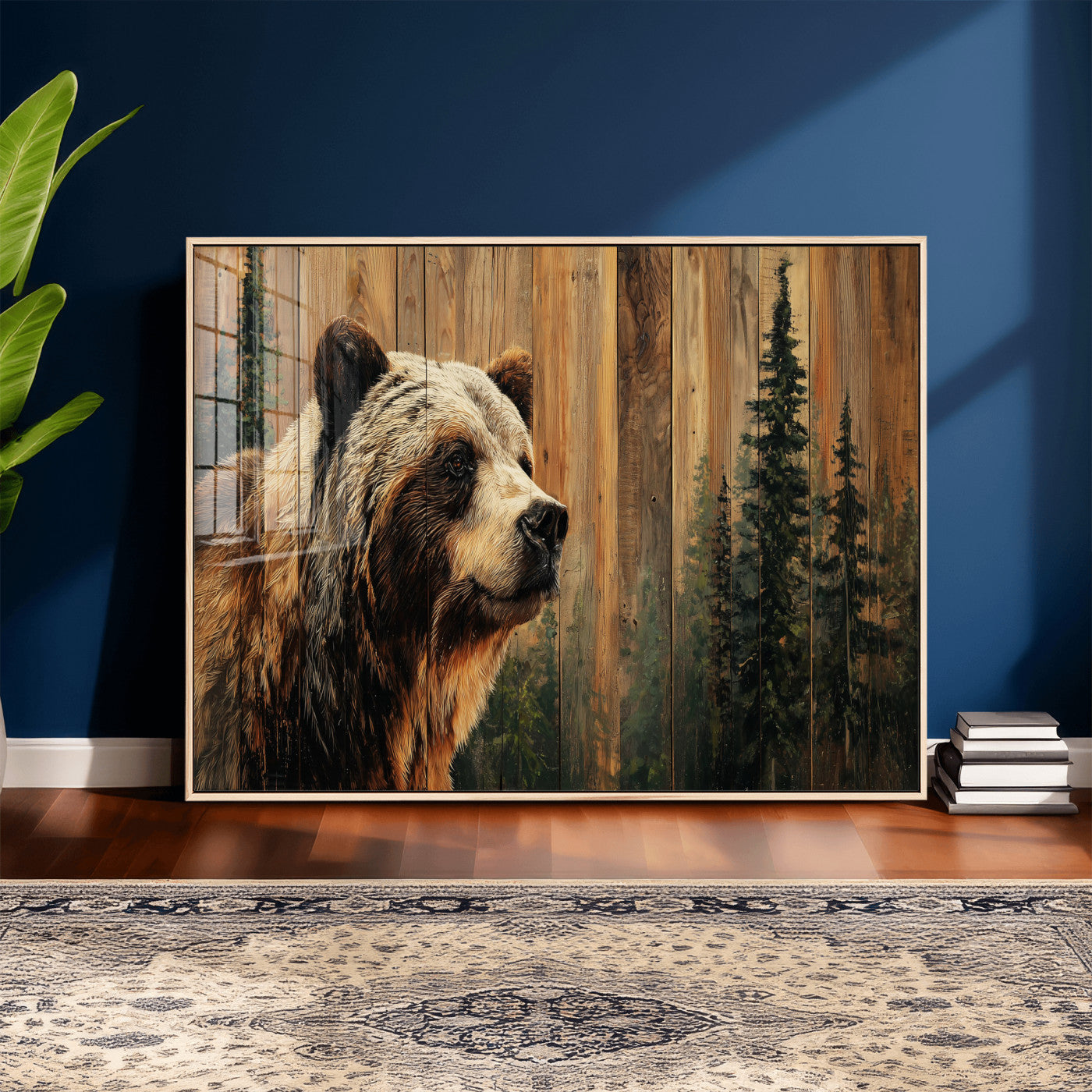 Grizzly Bear Wall Art Canvas Print, Rustic Wildlife Bear