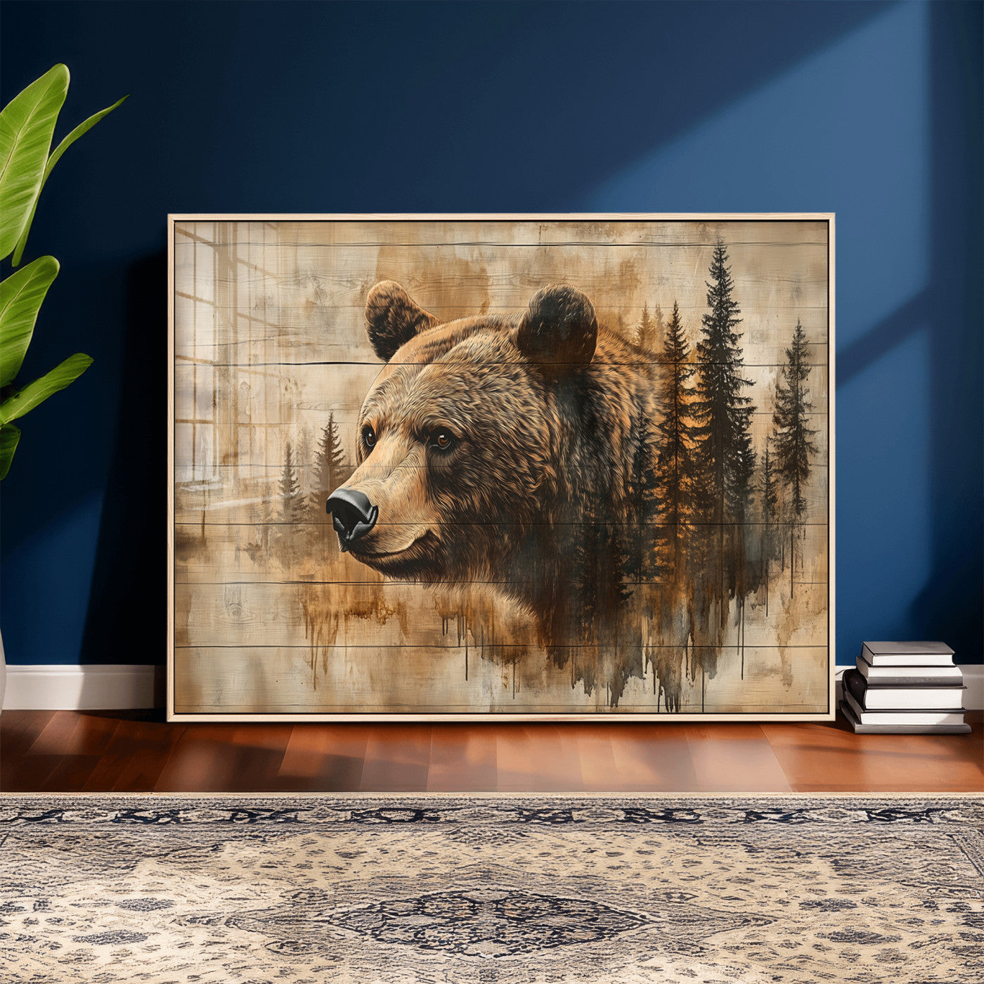 Rustic Grizzly Bear Wall Art, Abstract Grizzly 399 Bear Wall