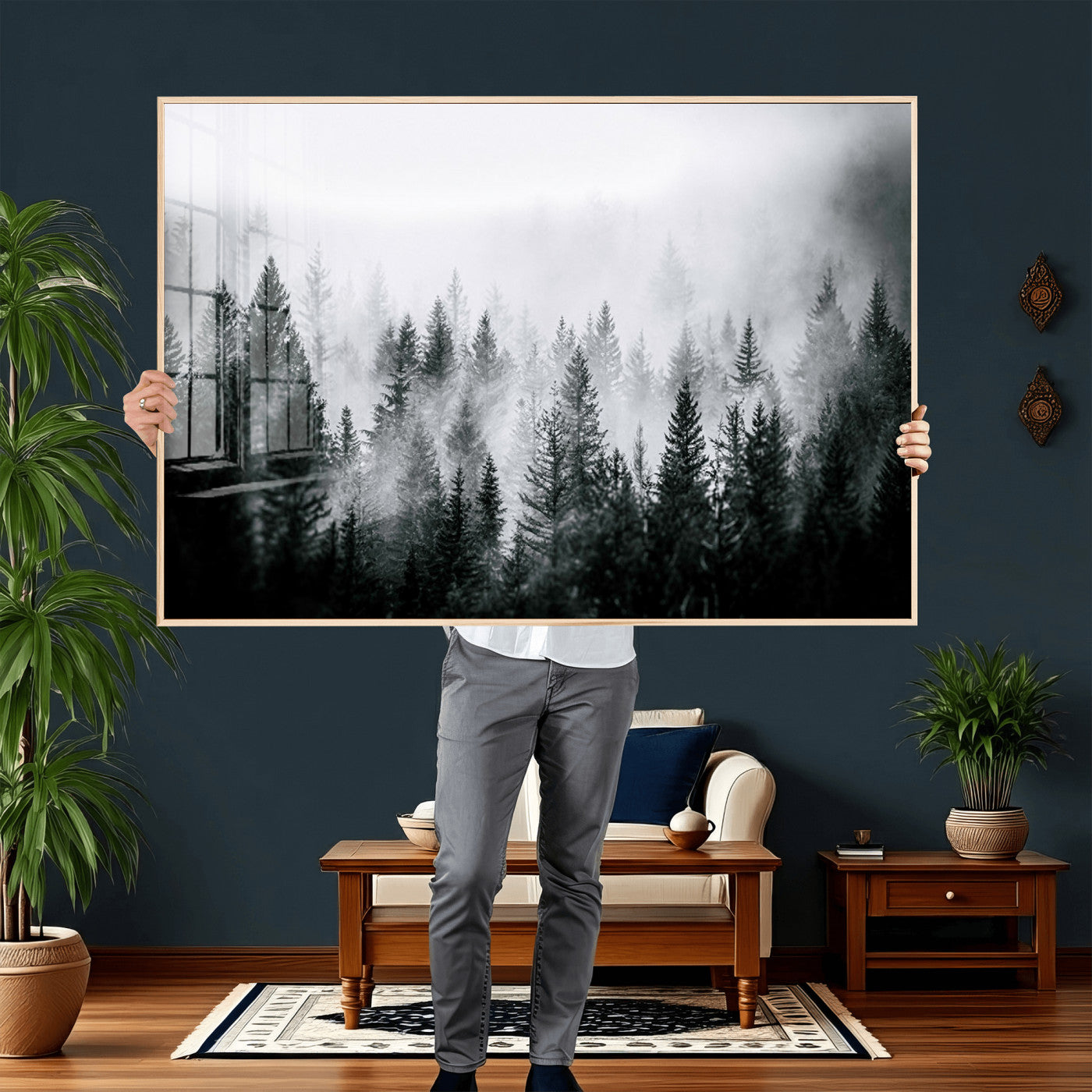 Foggy Forest Wall Art Canvas Print – Mountain Woodland
