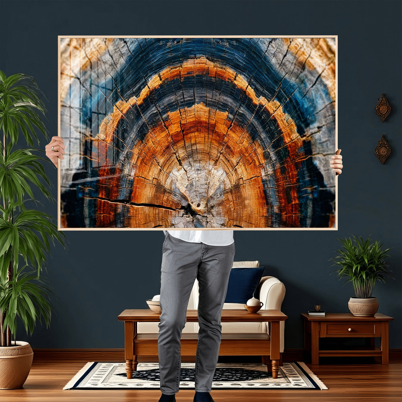 Abstract Wood Grain Canvas Print, Tree Ring Pattern Wall