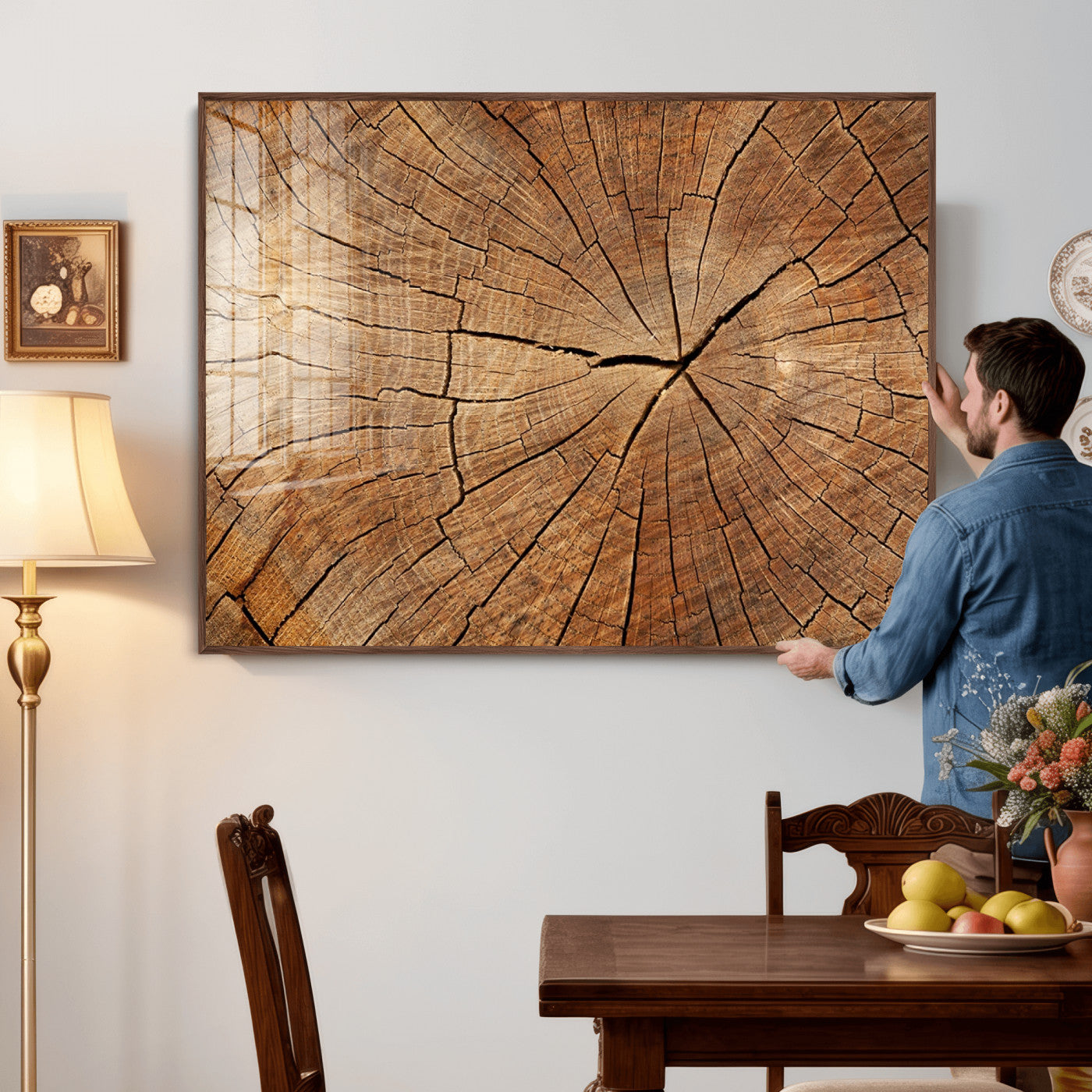 Tree Ring Canvas Art, Rustic Wood Grain Wall Art, Tree Slice