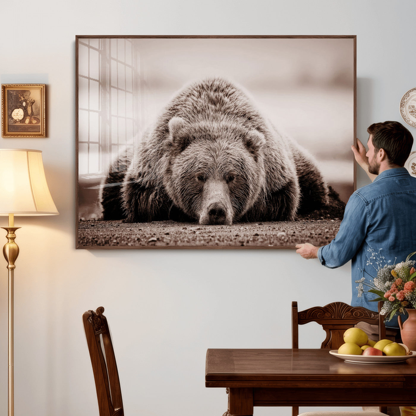 Grizzly Bear Wall Art Print - Bear Canvas Wall Art - Rustic
