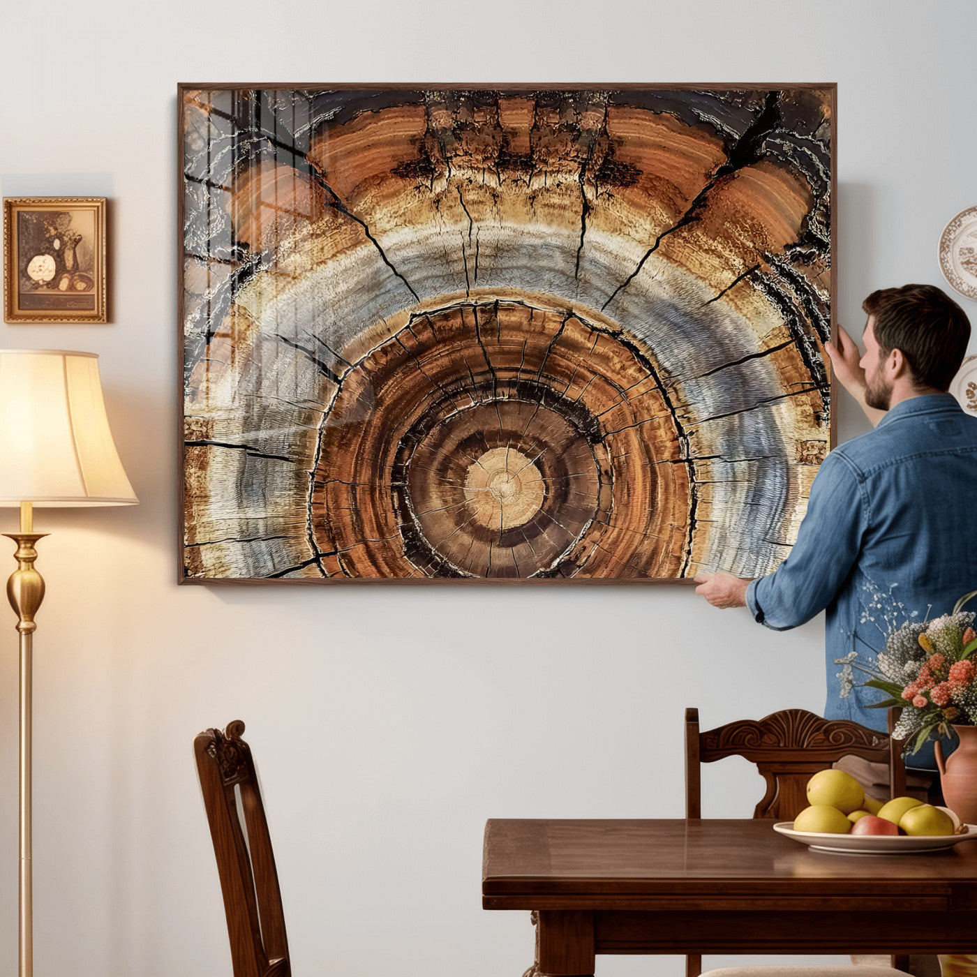 Tree Rings Wall Art Canvas Print – Rustic Wood Texture