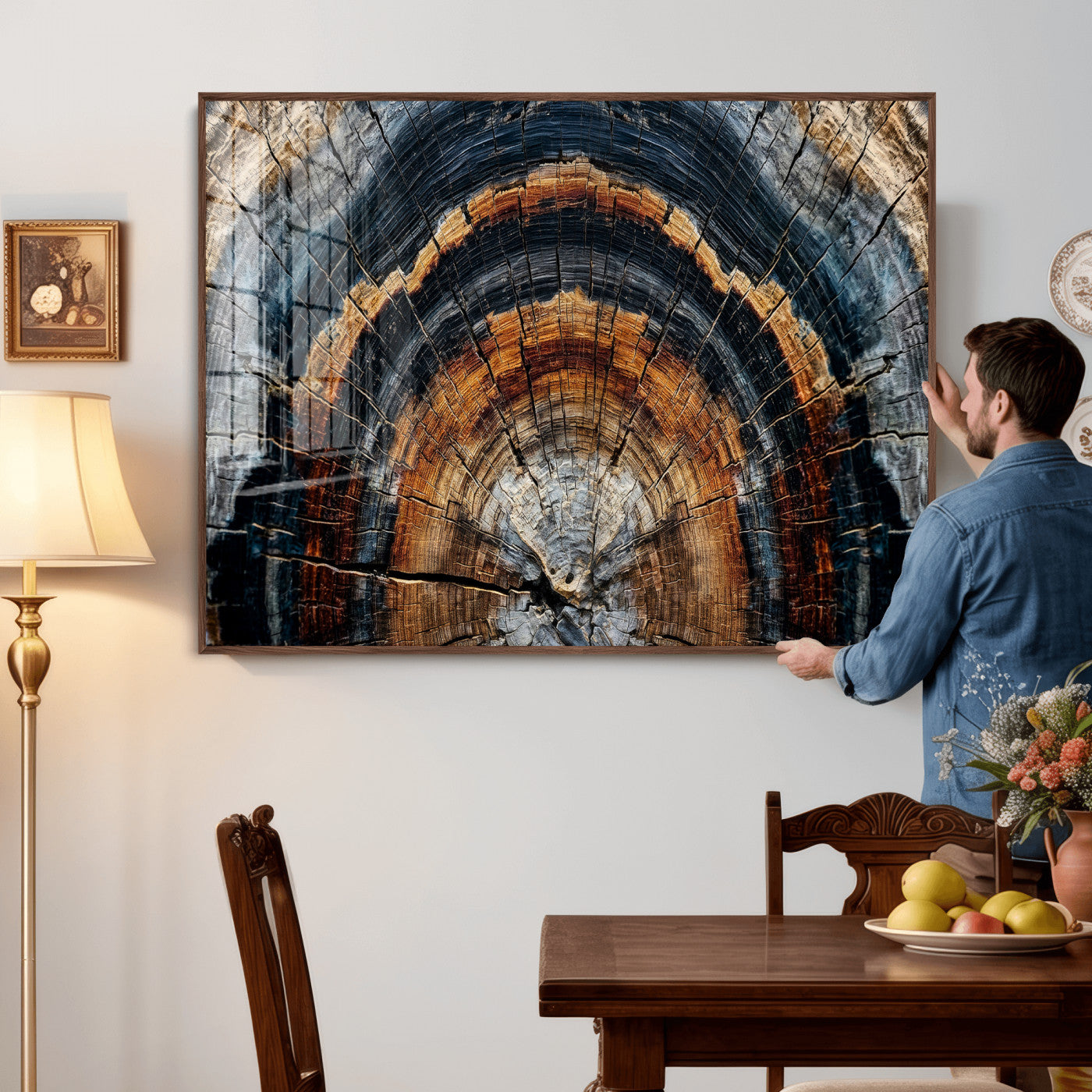 Abstract Wood Grain Canvas Print, Tree Ring Pattern Wall