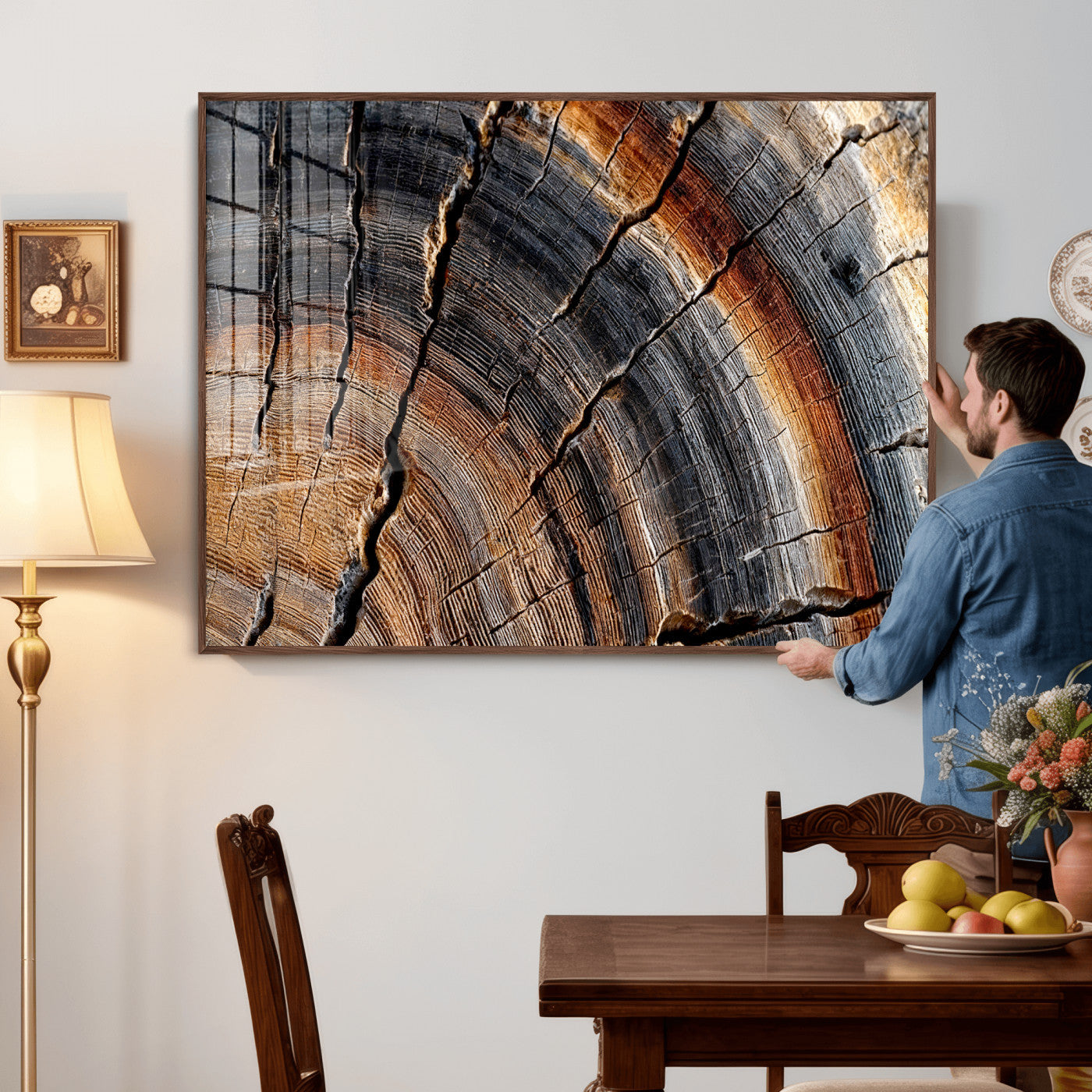 Abstract Tree Ring Wall Art Print – Natural Rustic Wood
