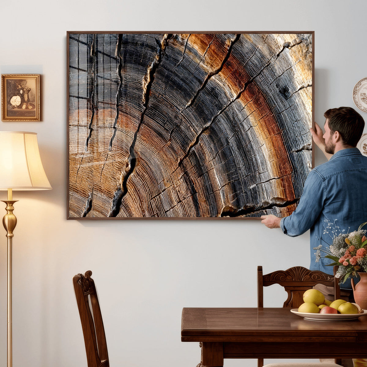 Abstract Tree Ring Wall Art Print – Natural Rustic Wood