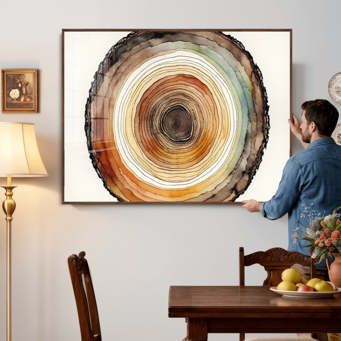 Natural Wood Slice Wall Art Canvas Print, Tree Ring Wall