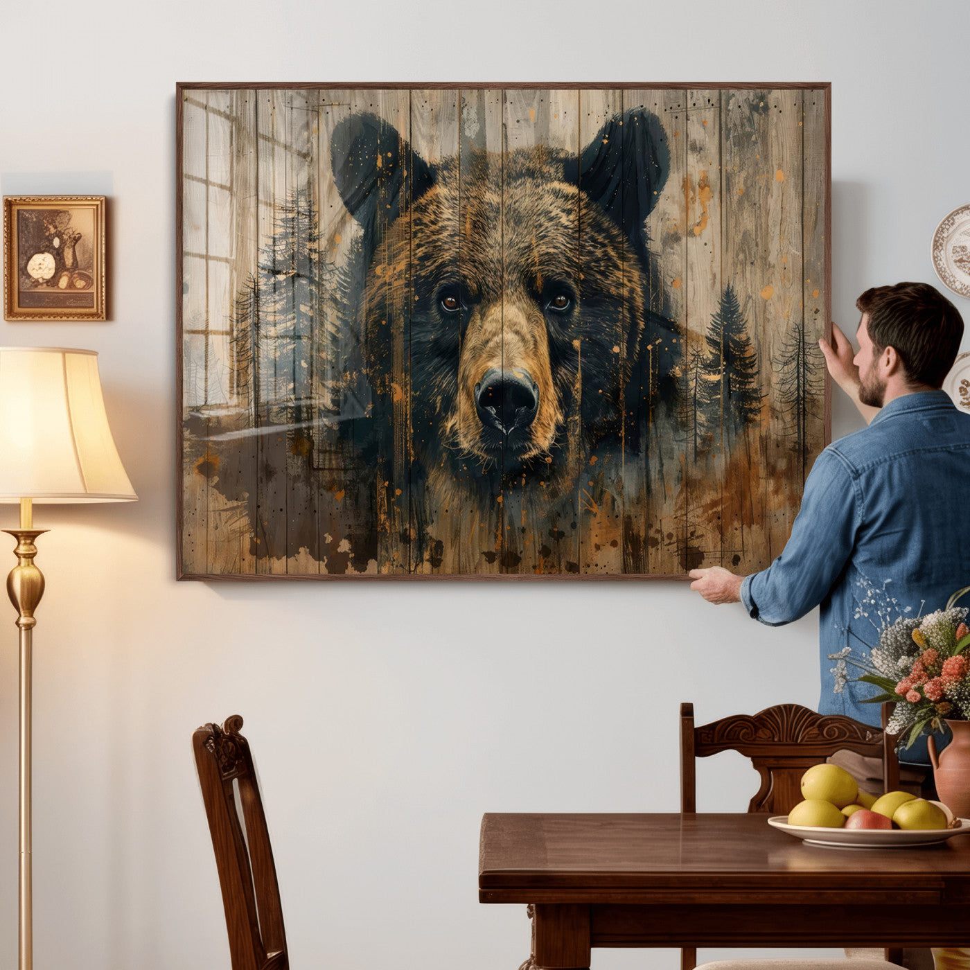 Abstract 399 Bear Wall Art | Rustic Cabin Wall Decor with