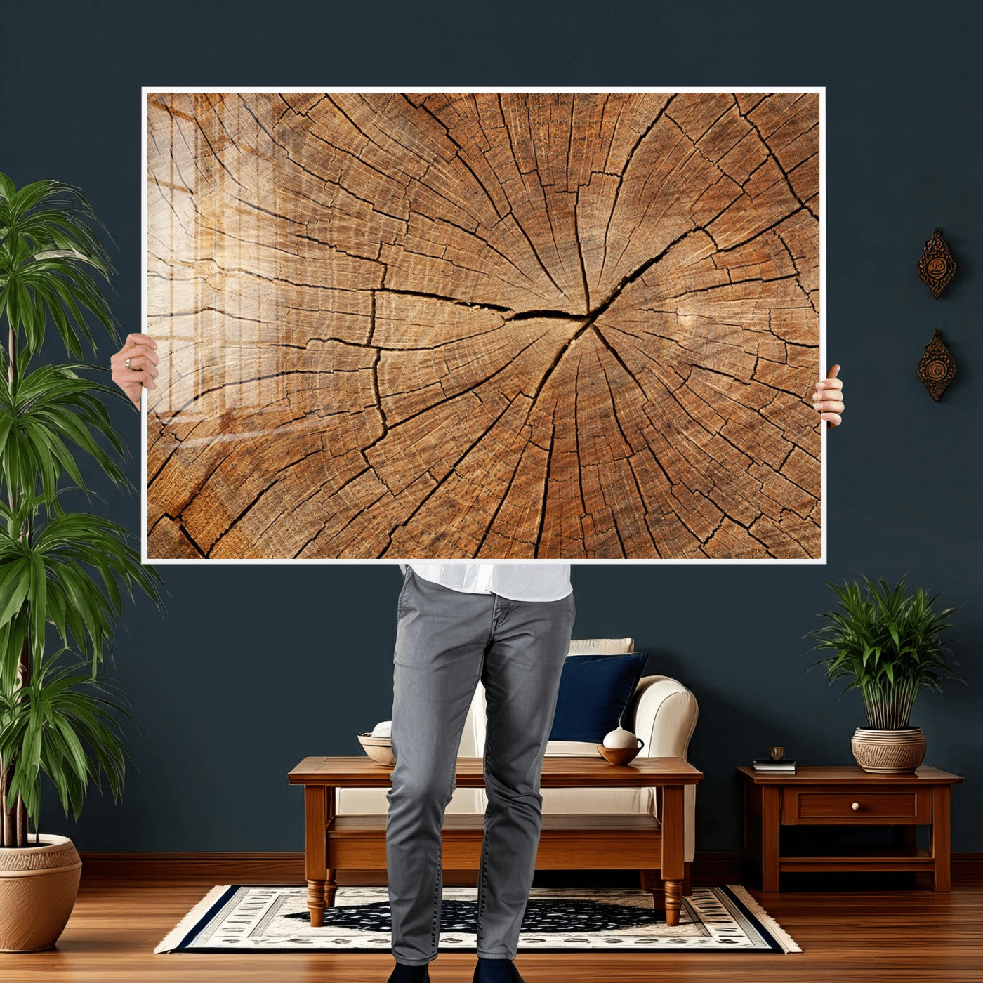Tree Ring Canvas Art, Rustic Wood Grain Wall Art, Tree Slice