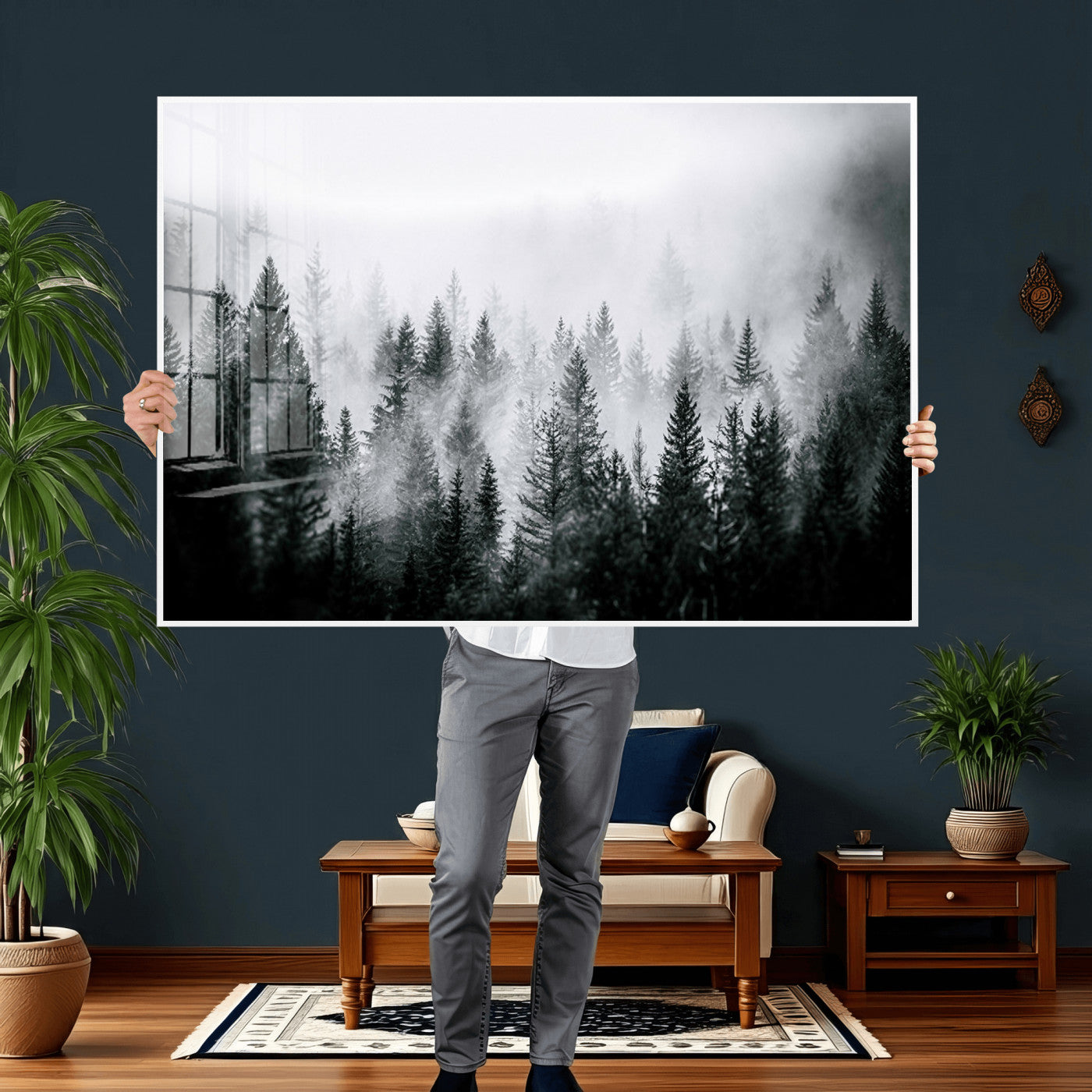 Foggy Forest Wall Art Canvas Print – Mountain Woodland