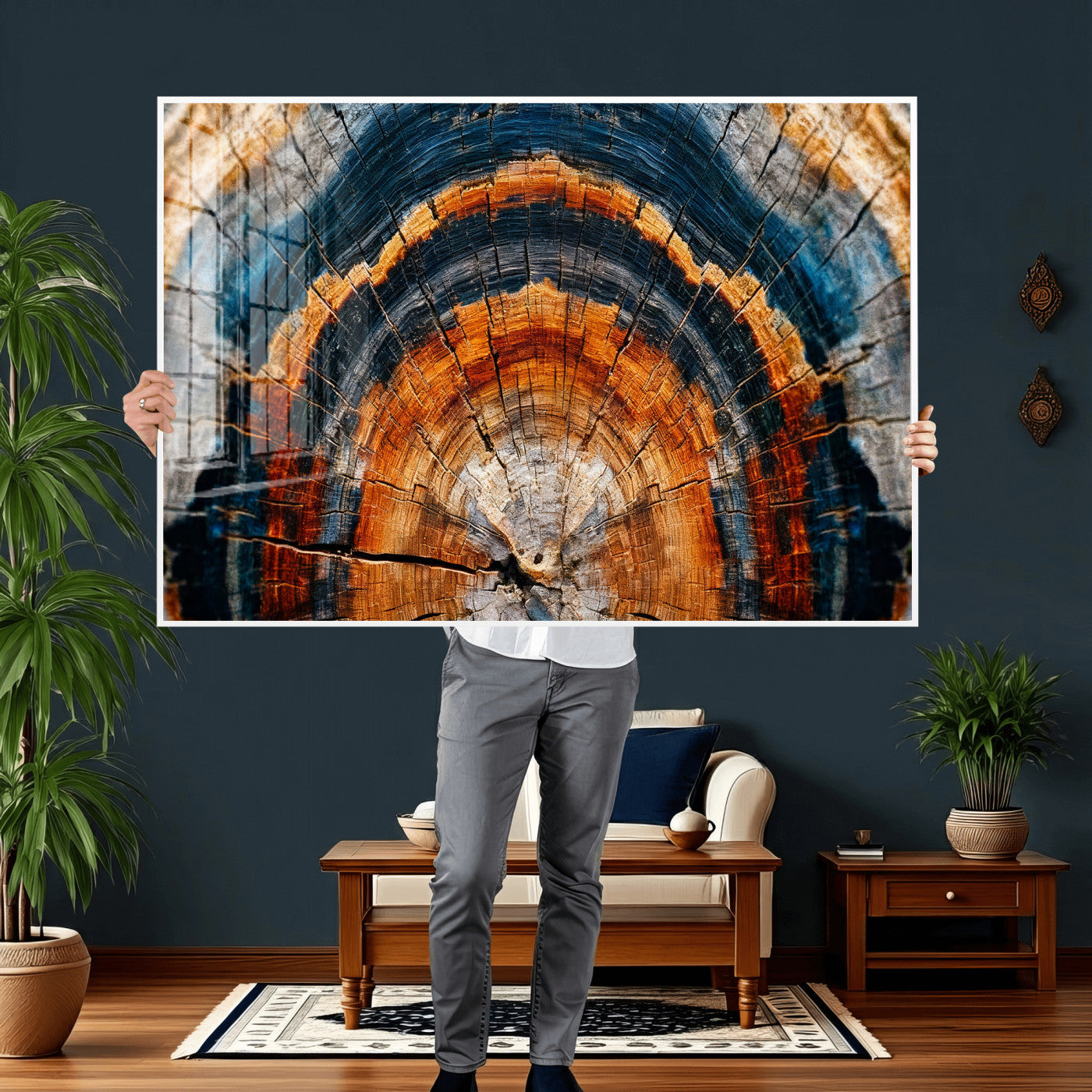 Abstract Wood Grain Canvas Print, Tree Ring Pattern Wall