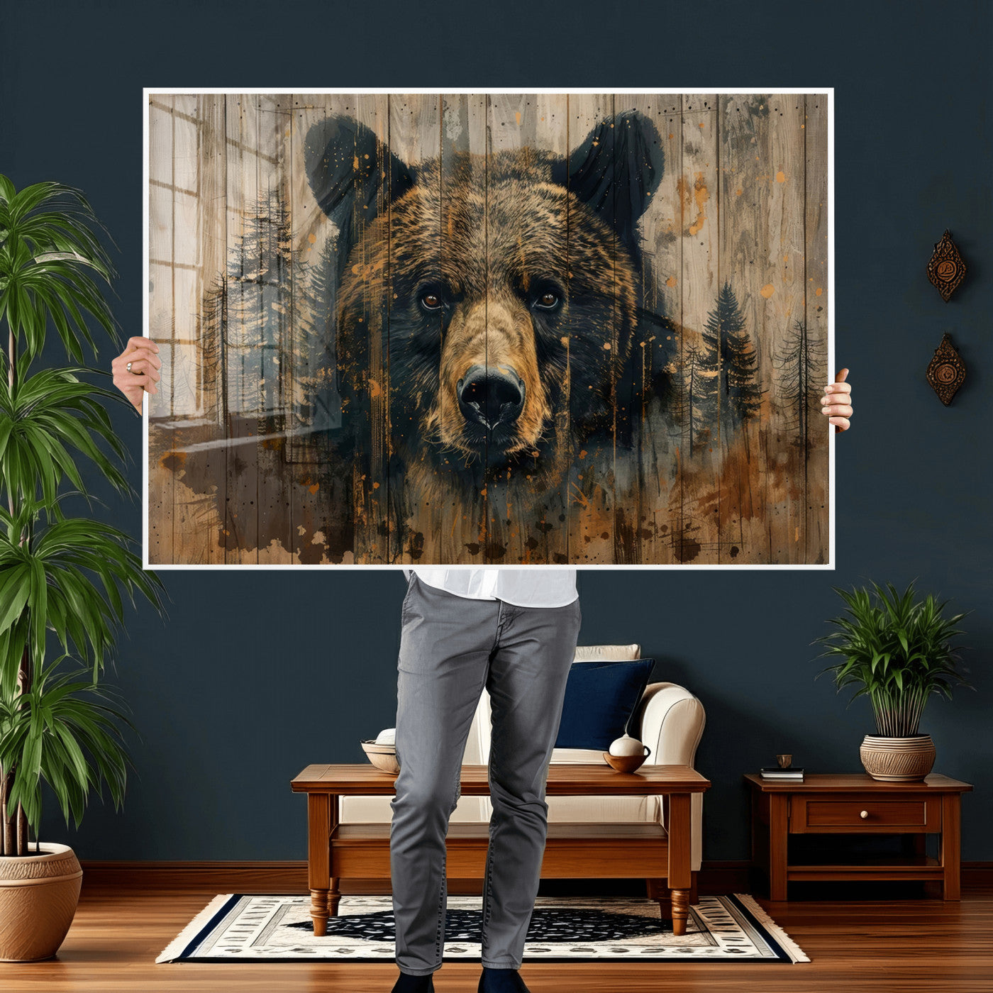 Abstract 399 Bear Wall Art | Rustic Cabin Wall Decor with