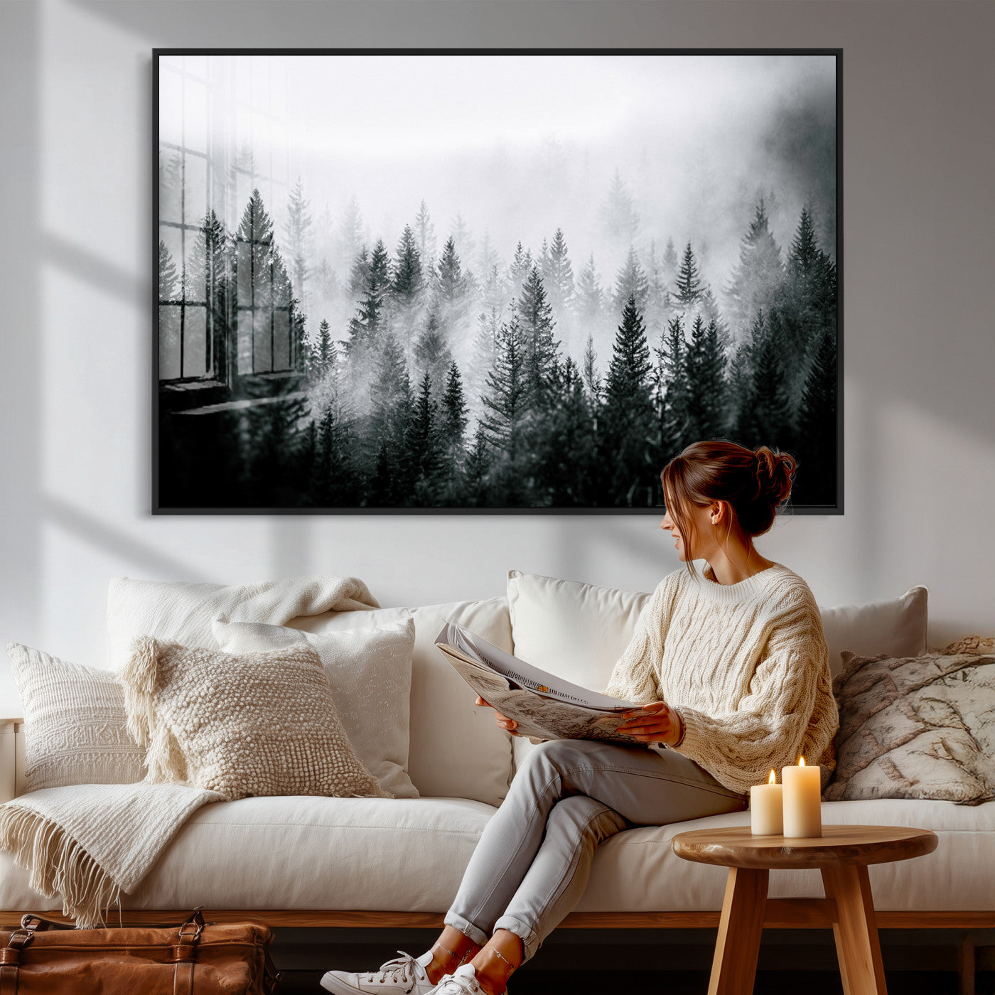 Foggy Forest Wall Art Canvas Print – Mountain Woodland