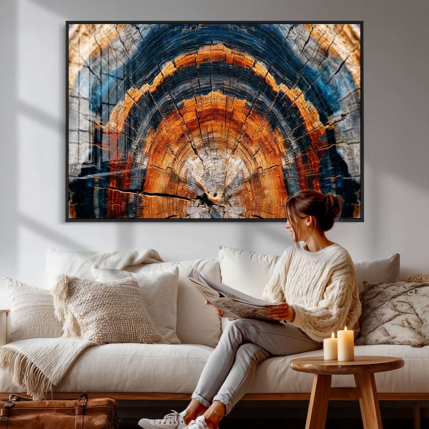 Abstract Wood Grain Canvas Print, Tree Ring Pattern Wall