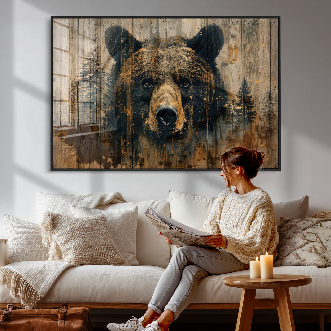 Abstract 399 Bear Wall Art | Rustic Cabin Wall Decor with